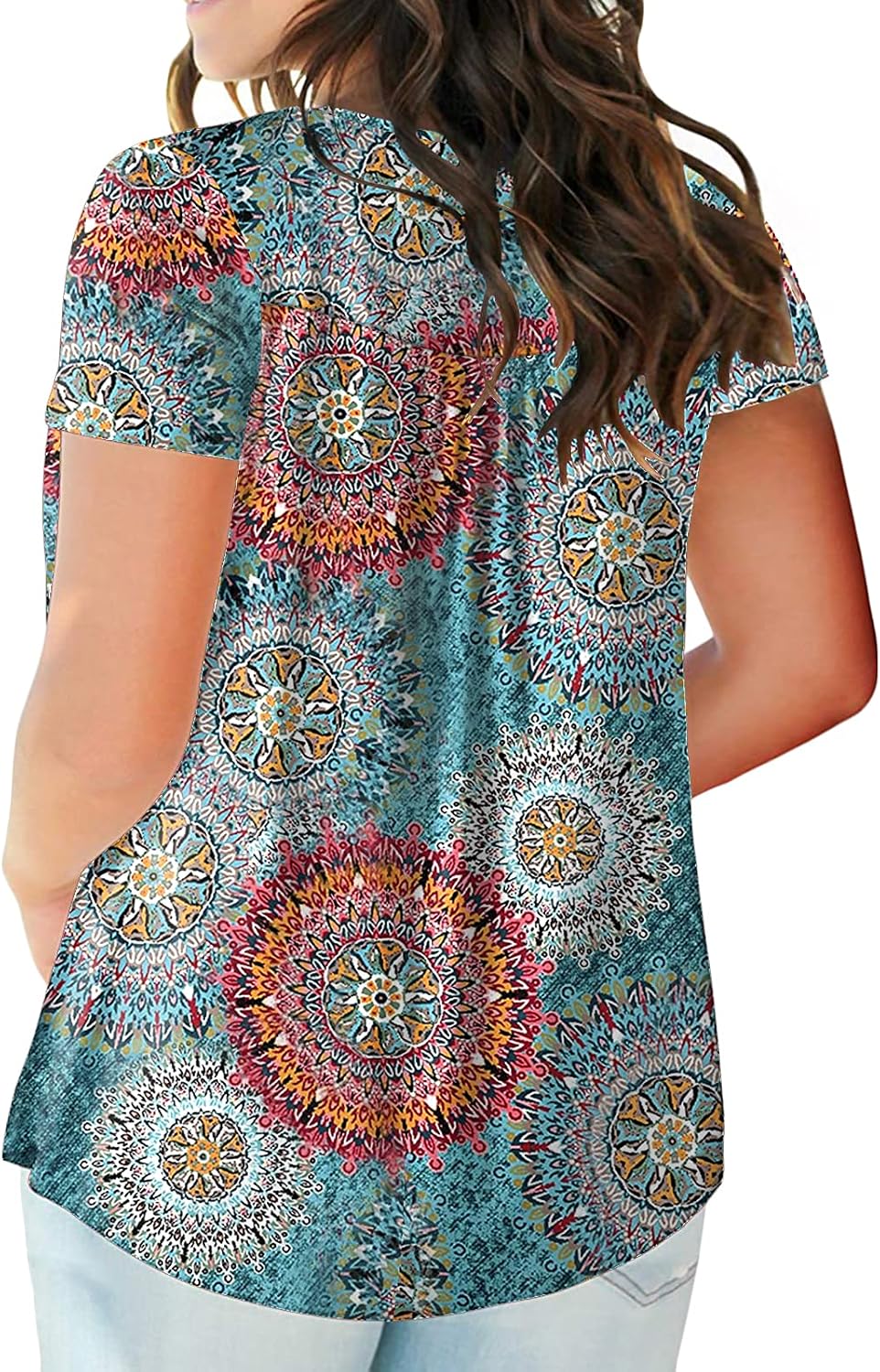 VOGRACE Plus-Size Tops for Women Summer Henley Shirts Flowy Tunics Tee