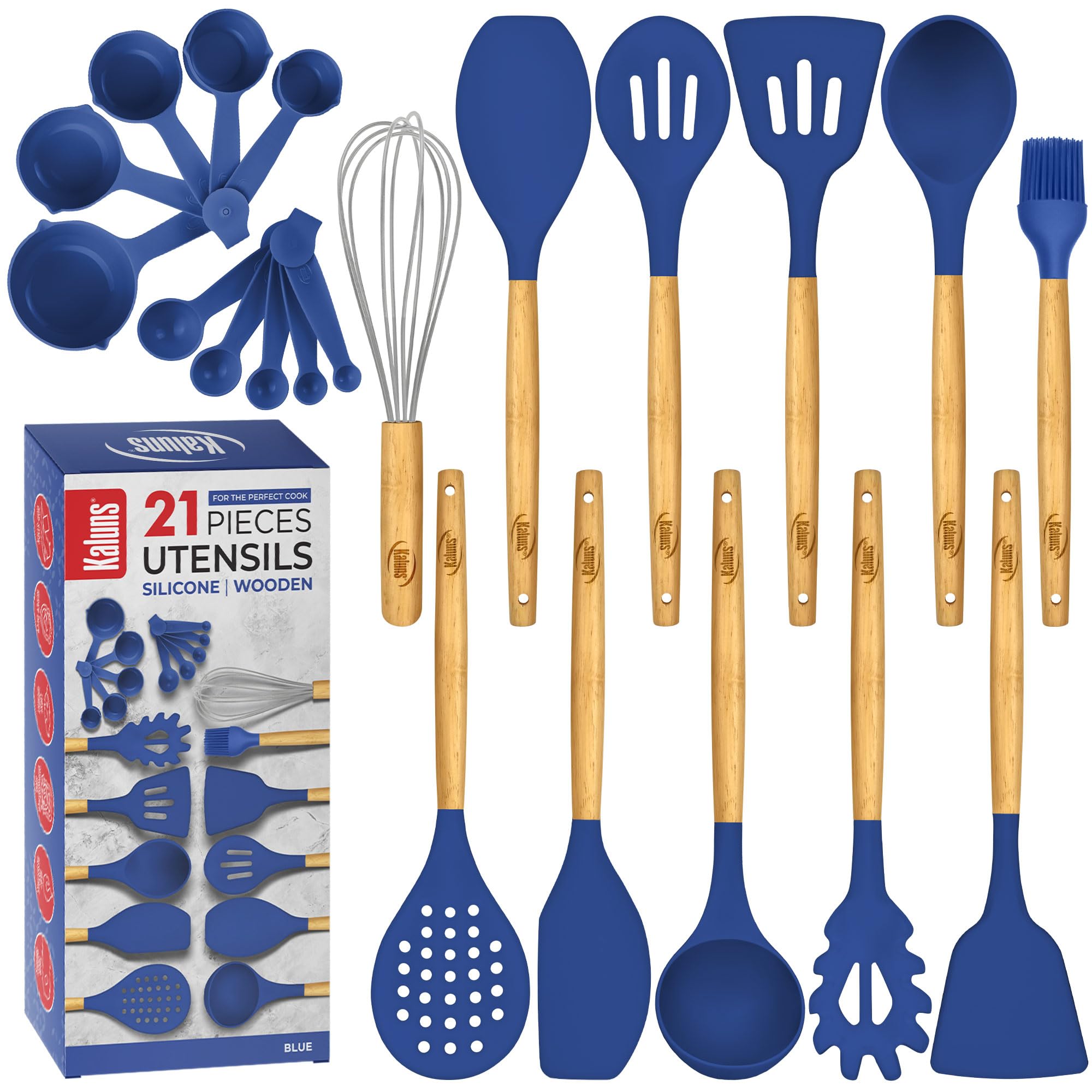 Kitchen Utensils Set, 21 Wood and Silicone Cooking Utensil Set, Non-Stick and Heat Resistant Kitchen Utensil Set, Kitchen Tools