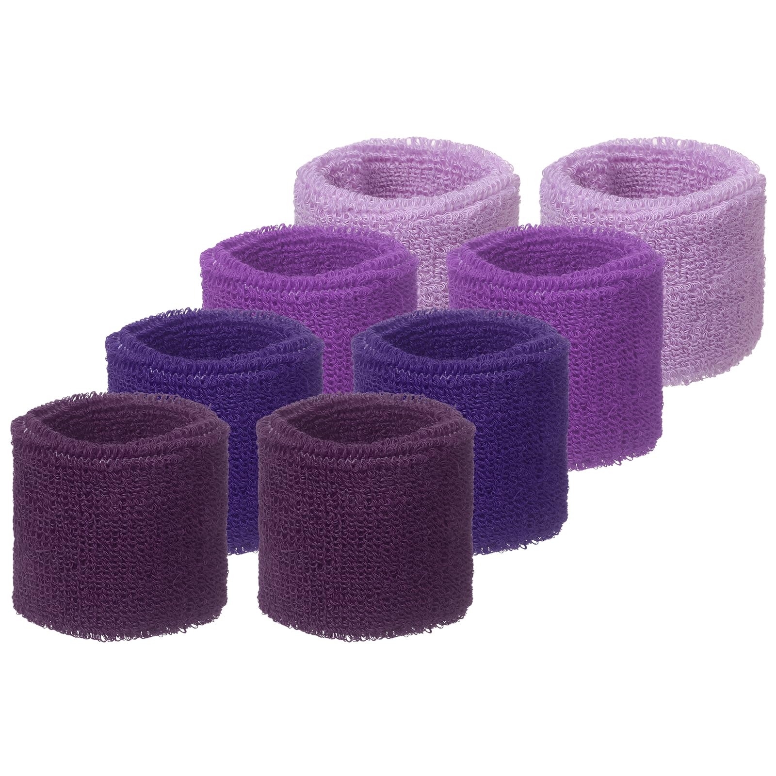 YELARXI Wristbands Sweatbands, Sports Wrist Bands Moisture Wicking Absorbent 3 x 2" & 8 Pack & Four Kinds of Purple - Fit For(Tennis/Basketball/Running/Workout/Youth/Men/Women)