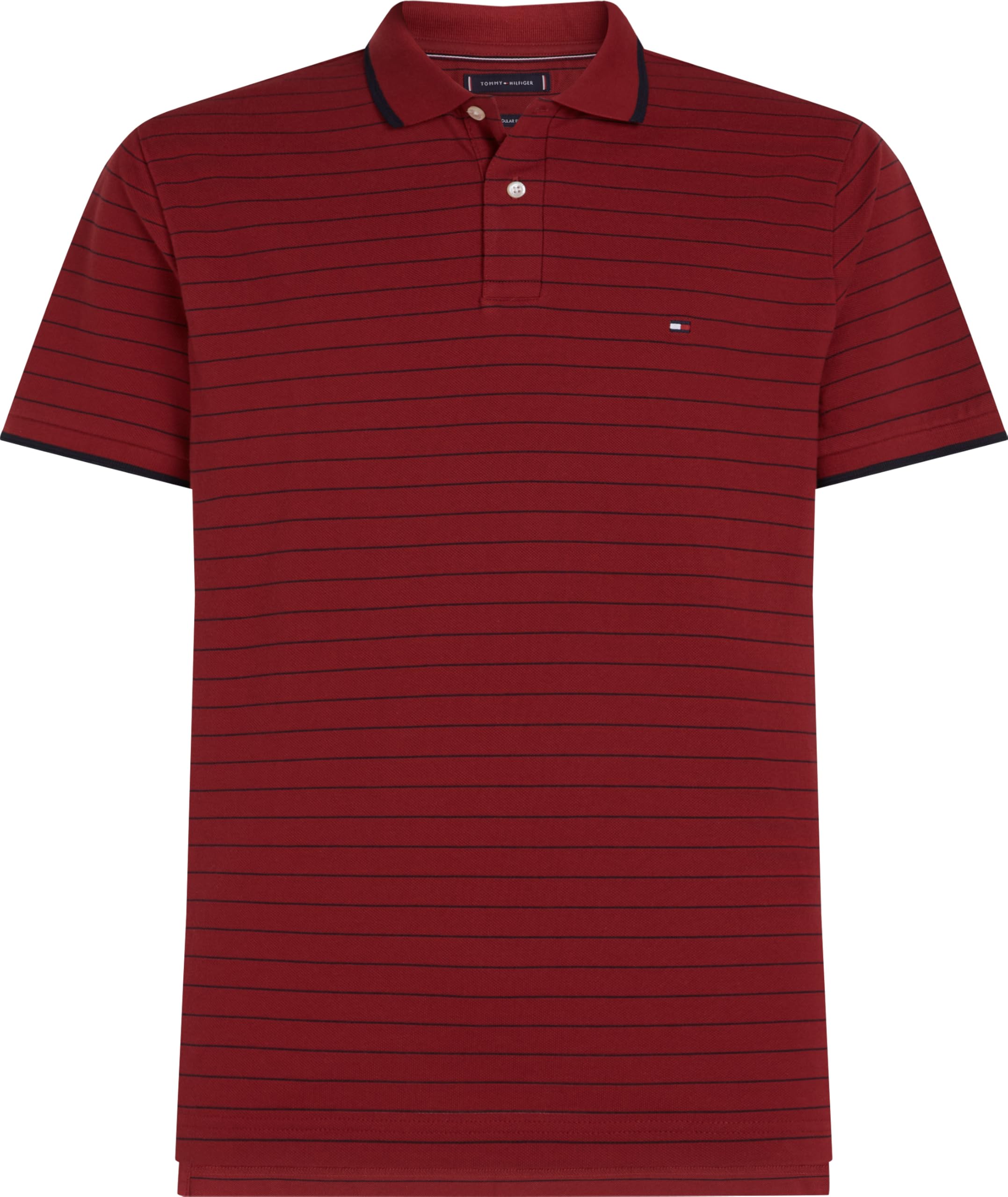 Tommy Hilfiger Men's Short Sleeve Casual Polo Shirts in Regular Fit with Stripe Designs