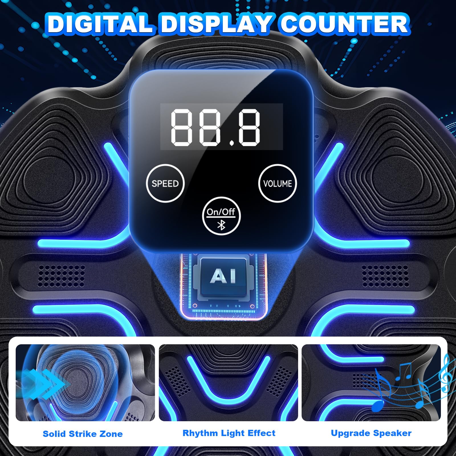 YORWHIN Music Boxing Machine für Kinder Erwachsene, Intelligente Bluetooth Boxautomat mit Boxhandschuhen, Wandmontierte Elektronische Boxmaschine mit 9 Geschwindigkeitsmodi für Zuhause Fitnessstudio