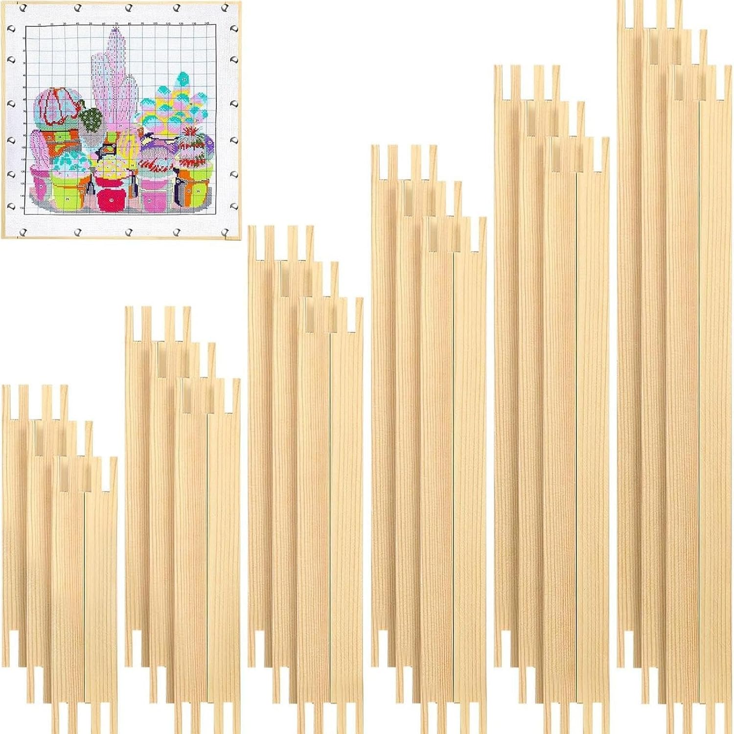 FytStycale 24 Pieces Needlepoint Stretcher Bar Canvas Stretcher Bar Oil Painting Posters Gifts for Needlework Multipurpose Accessories