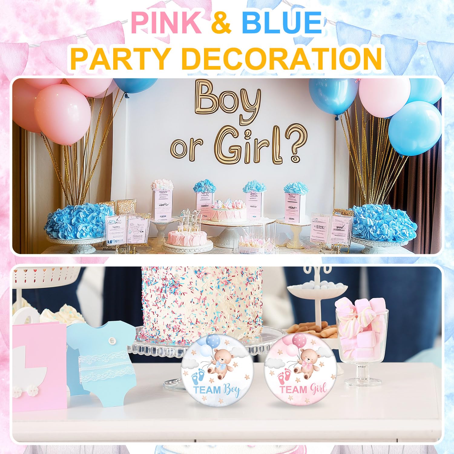Przyciski ujawniające płeć na baby shower, przypinki drużynowe do ujawnienia płci, przypinki do gier dla gości, przypinki na imprezę dla dzieci, przypinki do gier imprezowych, 30 szt. 30 szt. 3,5 cala