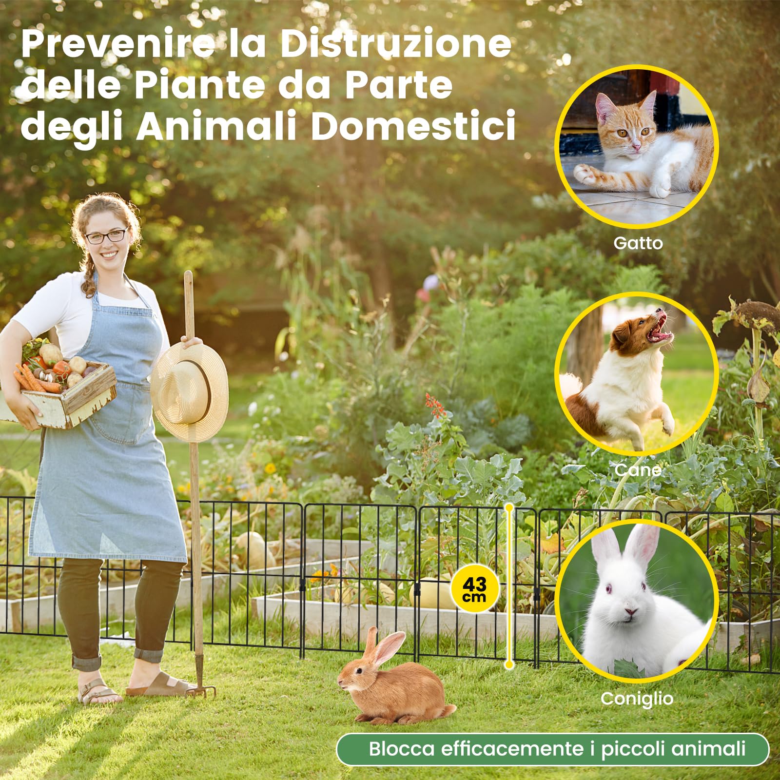 COSTWAY Recinzione da Giardino 33 cm (L) x 61 (A) 25/15 Pannelli, Bordure per Aiuole in Metallo Antiruggine e Robusto, Cancello da Esterno Pieghevole per Giardino, Orto ed Cortile (25)