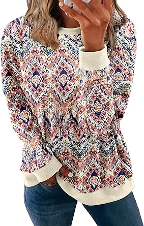 KISSMODA Women's Casual Long Sleeve Sweatshirt Color Block/Solid Crewneck Corduroy Pullover Cute Tops