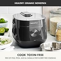 Vista 2 de GreenPan Rice Cooker, 8 Cups Cooked (4 Uncooked), Low-Carb & Soup Mode,10 ONE-TOUCH Cooking Presets, PFAS-Free Ceramic Steamer Basket, Fuzzy Logic