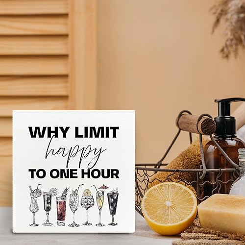 Miniatura 5 de Letrero de madera de Happy Hour  Decoración de carrito de bar de alegría, decoración de comedor, letreros de bar de cóctel para el hogar, accesorios
