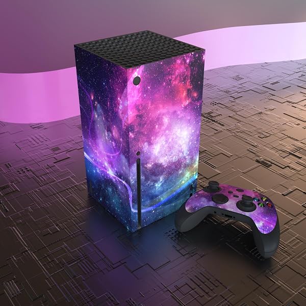 playvital Purple Galaxy Custom Vinyl Skins for Xbox Series X, Wrap Decal Cover Stickers for Xbox Series X Console Controller - 4