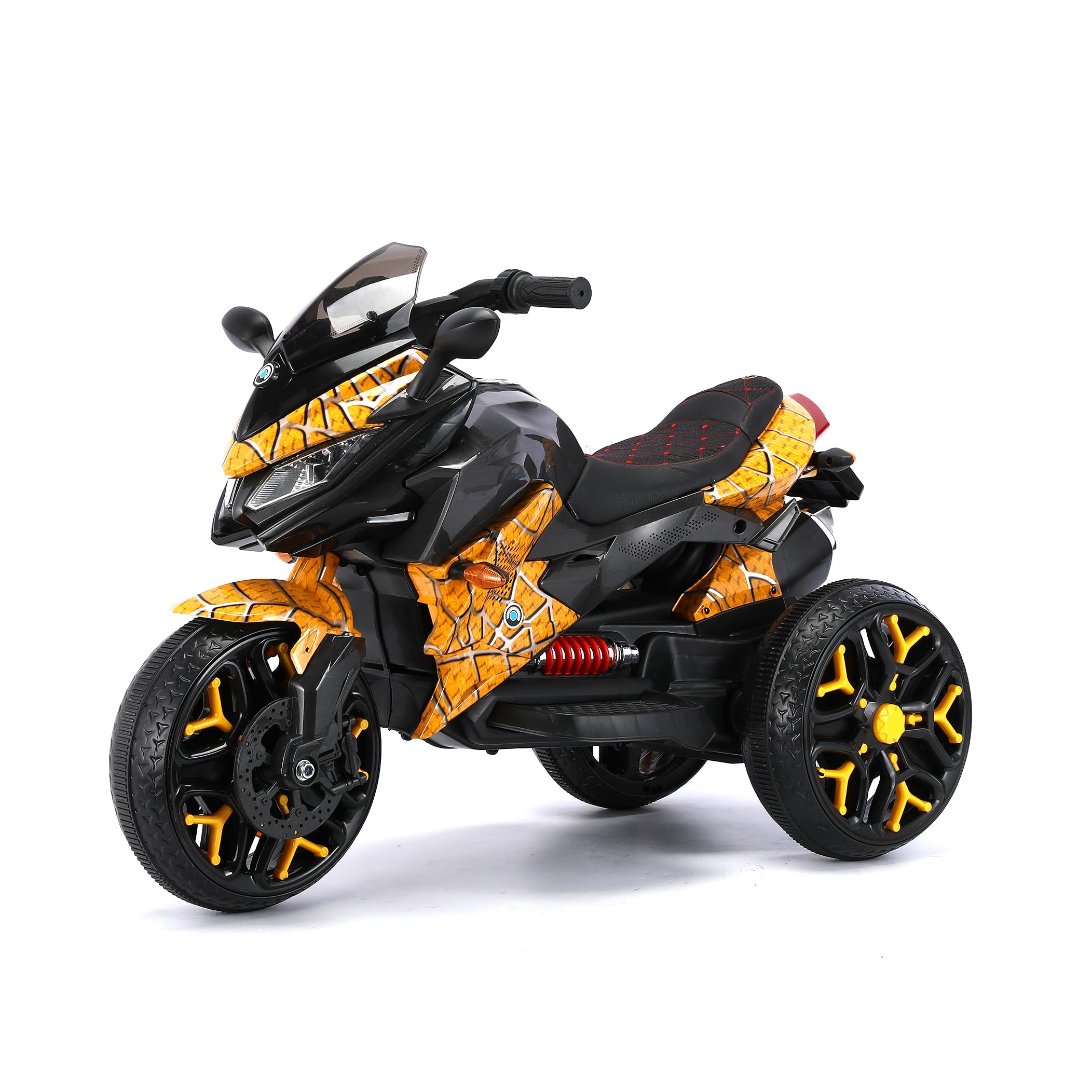 12V Electric Kids Motorcycle for 3-8 Year Old Boys Girls, 3-Wheel Ride-On Toy Motorbike with Lighting Wheels, Music Player (Connect with Phone) and