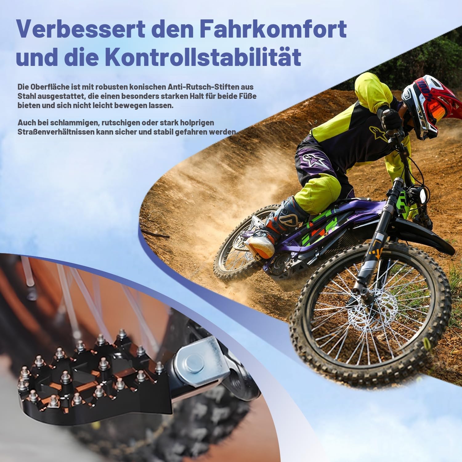 Dirt Bike Fußrasten,Motorrad Fußrasten Breite E Bike Zubehör für Surron Light Bee Surron Bike X160 X260 Talaria Sting MX3/R MX4 X3/CRF150F 230F 03-19/E Ride Pro S SS 2.0 3.0 Schwarz