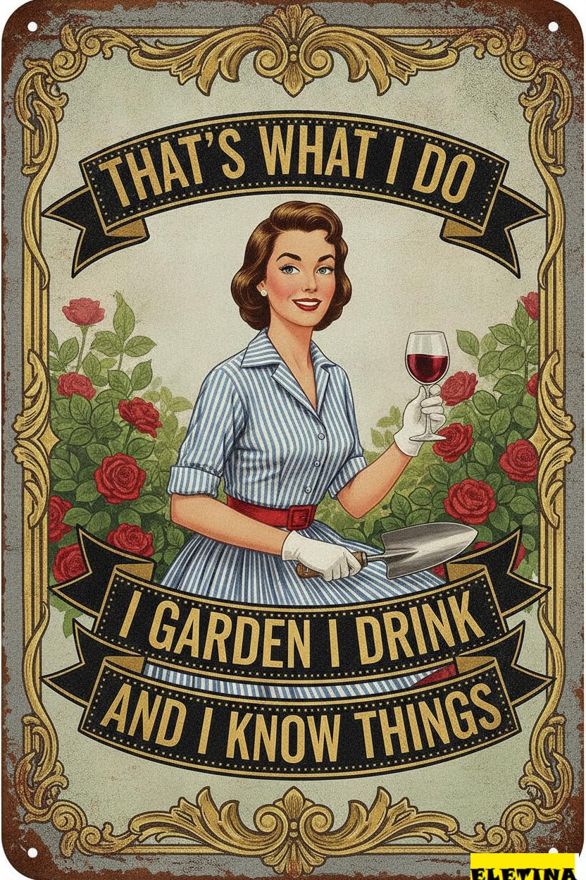 Personalized Sign for Man Cave Vintage Gardening Metal S That's What I Do I Garden I Drink Funny Tin Home Garden Yard Greenhouse Wall Decor 8x12in Private Property Decorative