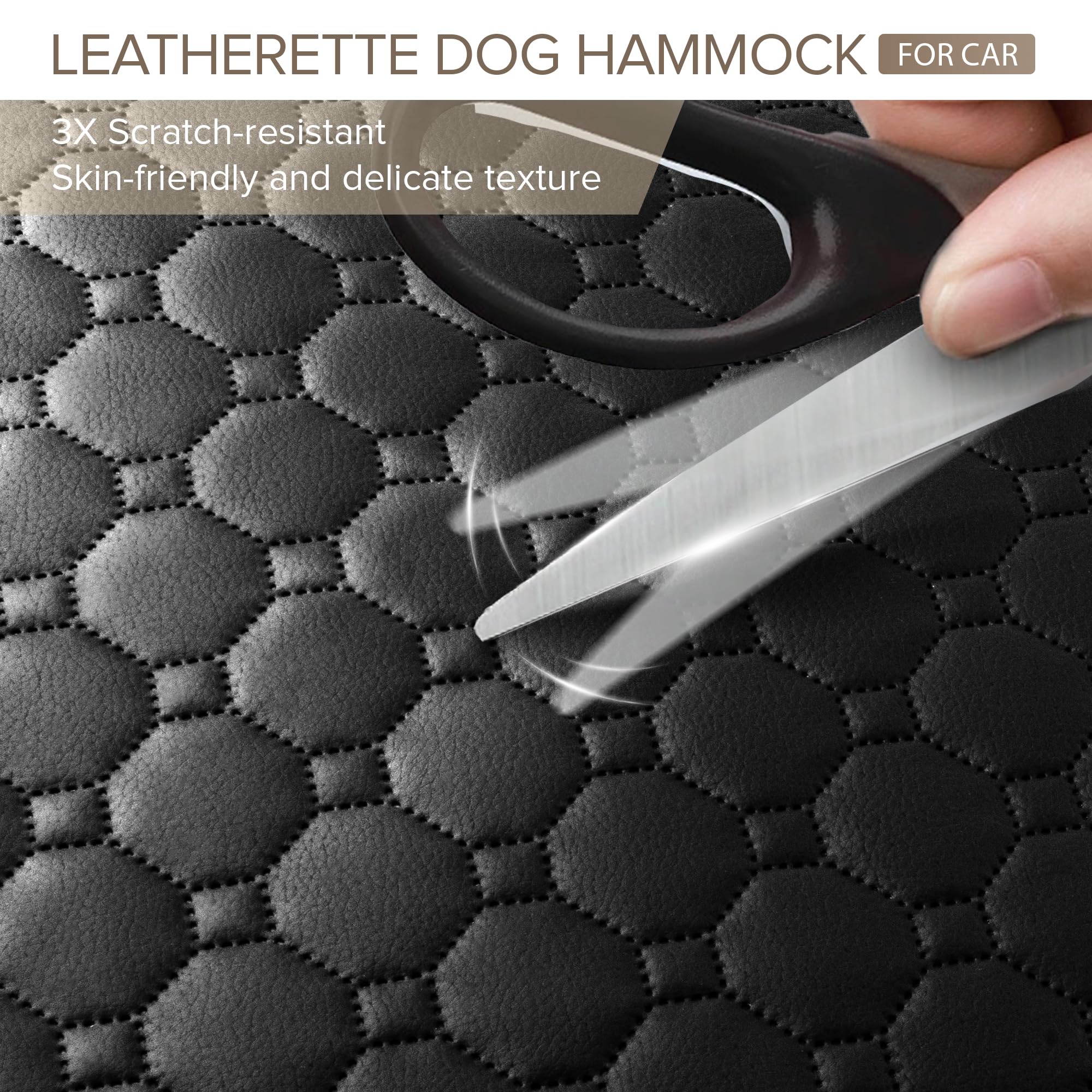 Back Seat Extender for Dogs Holds 400lbs, PU Leather Hard Bottom Car Seat Cover for Dogs,Heavy Duty Dog Car Seat Cover for Back Seat, Waterproof Dog Hammock for Car, Large Pet Bed for Car, Suv, Truck - image 3