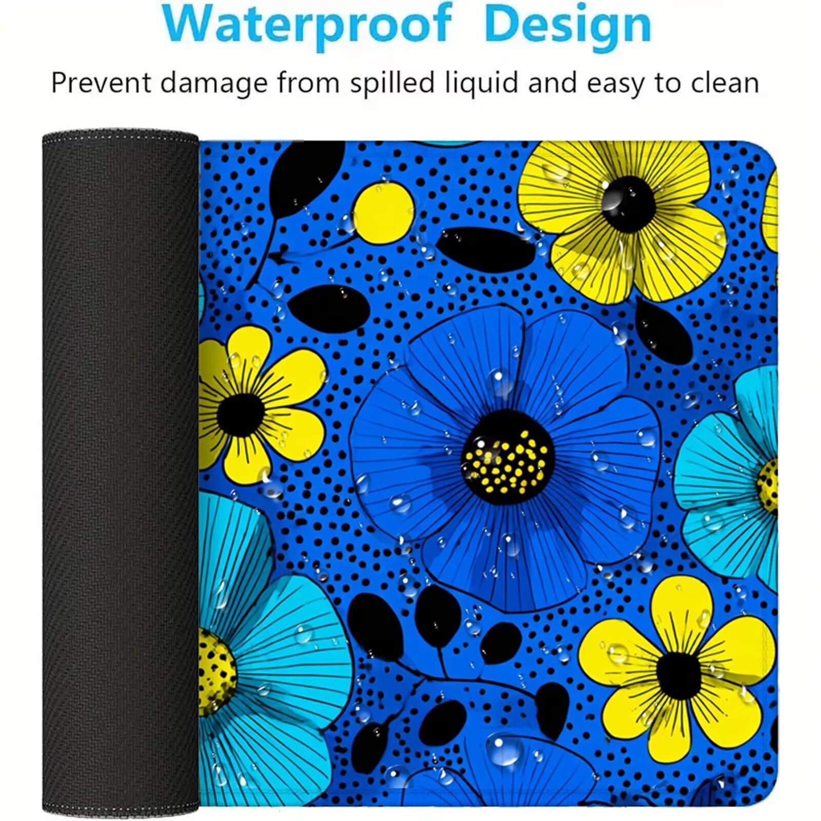 Niebieska podkładka pod mysz XXL 1200 x 600 mm pod biurko z wodoodporną powierzchnią i antypoślizgową podstawą, podkładka pod mysz do biura, komputera, poprawia dokładność i szybkość 3Y-1461