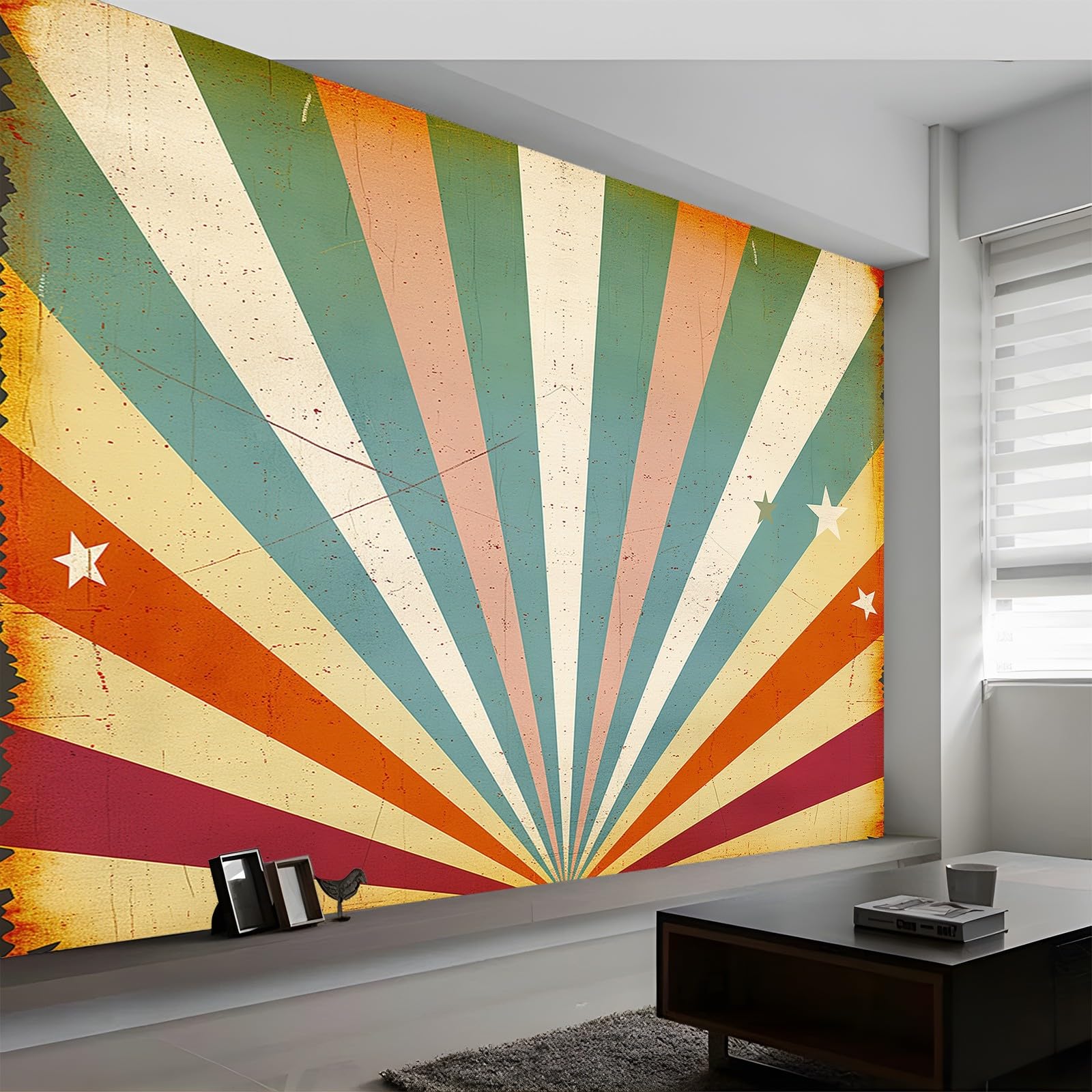 Art Papel Tapiz Fotográfico Fondo De Cartel De Circo Retro 350x256 cm Papel Pintado no Tejido Lana Decoración De Pared Sala Cuarto Póster Mural para Sala de estar Dormitorio Infantil Decoración