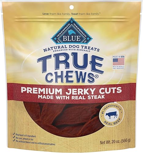 Blue Buffalo True Chews Premium Jerky Cuts - Golosinas naturales para perros, bolsa de 20 onzas