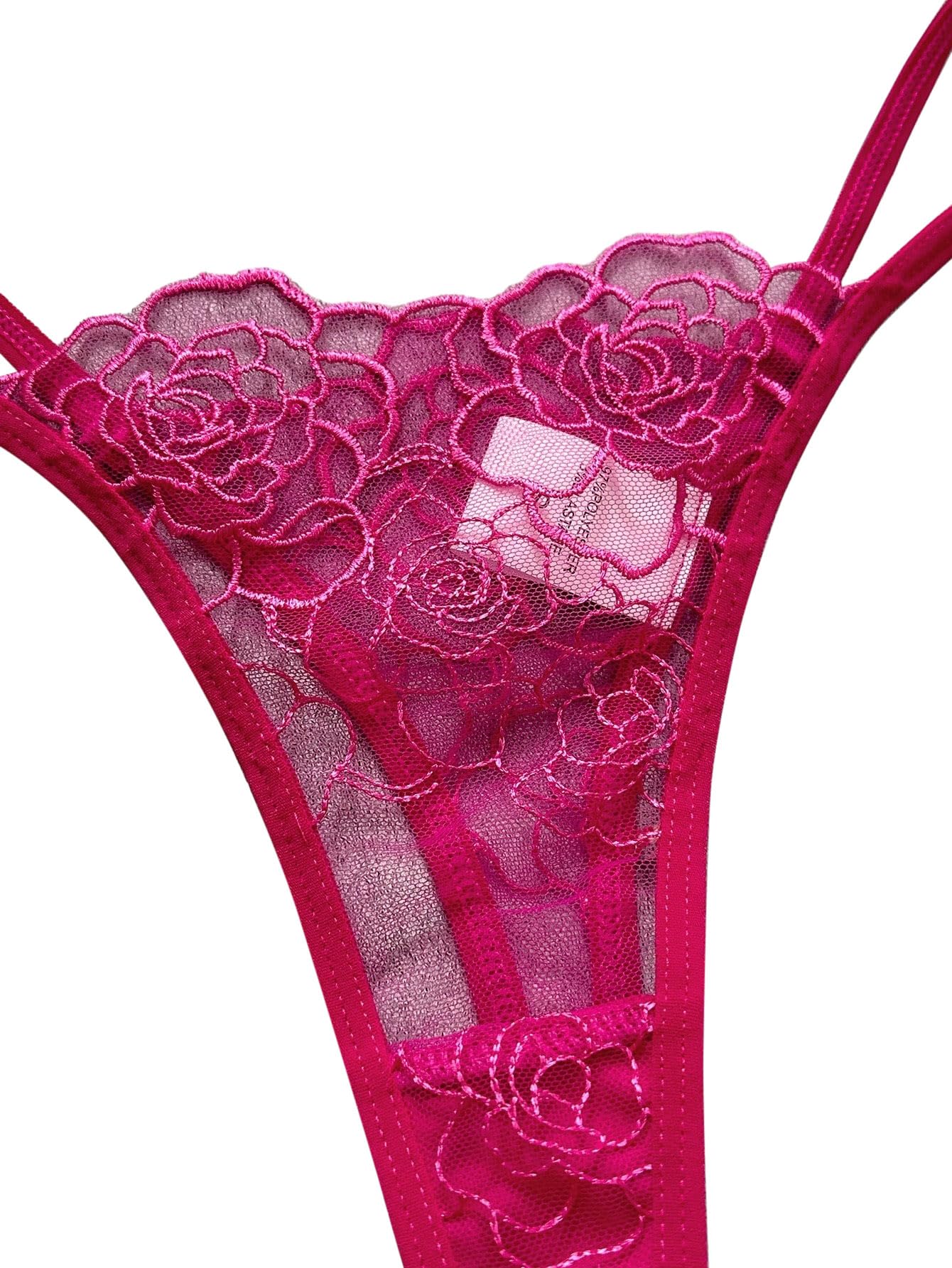 Lilosy Sexy Satin Mesh Floral Sheer Embroidered Underwire Lingerie Set 2 Piece Women Push Up See Through Matching Bra Panty Print Royal Blue Medium: Flower X-Large Solid Hot Pink
