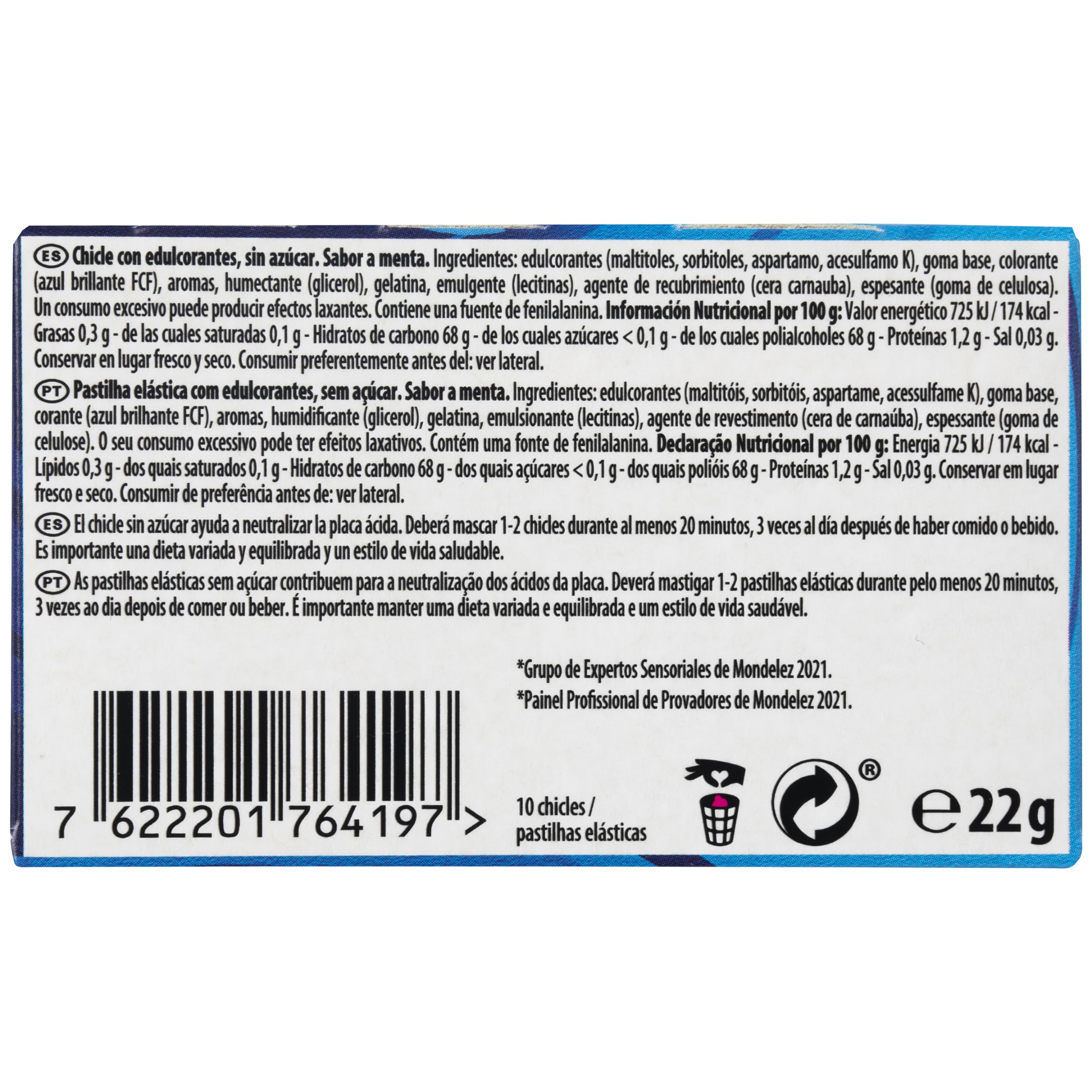 Trident 60 Minutos Menta - Chicles sin Azúcar con Sabor a Menta - Paquete de 16 Envases 22 g