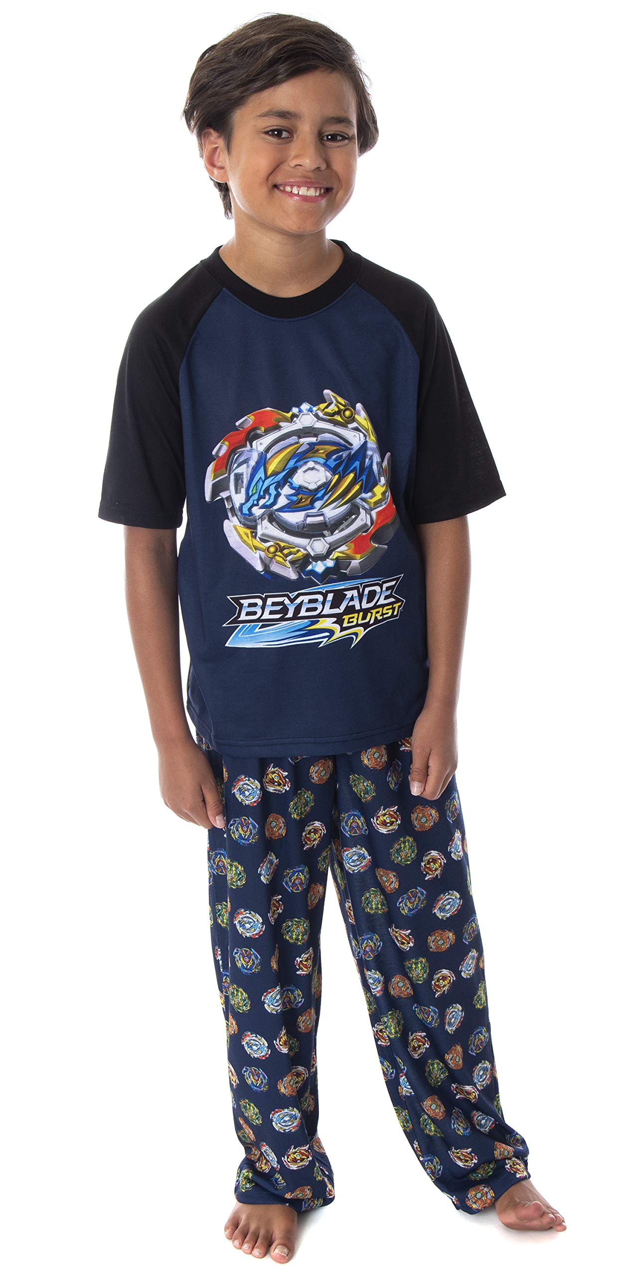INTIMO Beyblade Burst Boys' Wizard and Spinner Tops 2 Piece Pant/Raglan Pajama Set