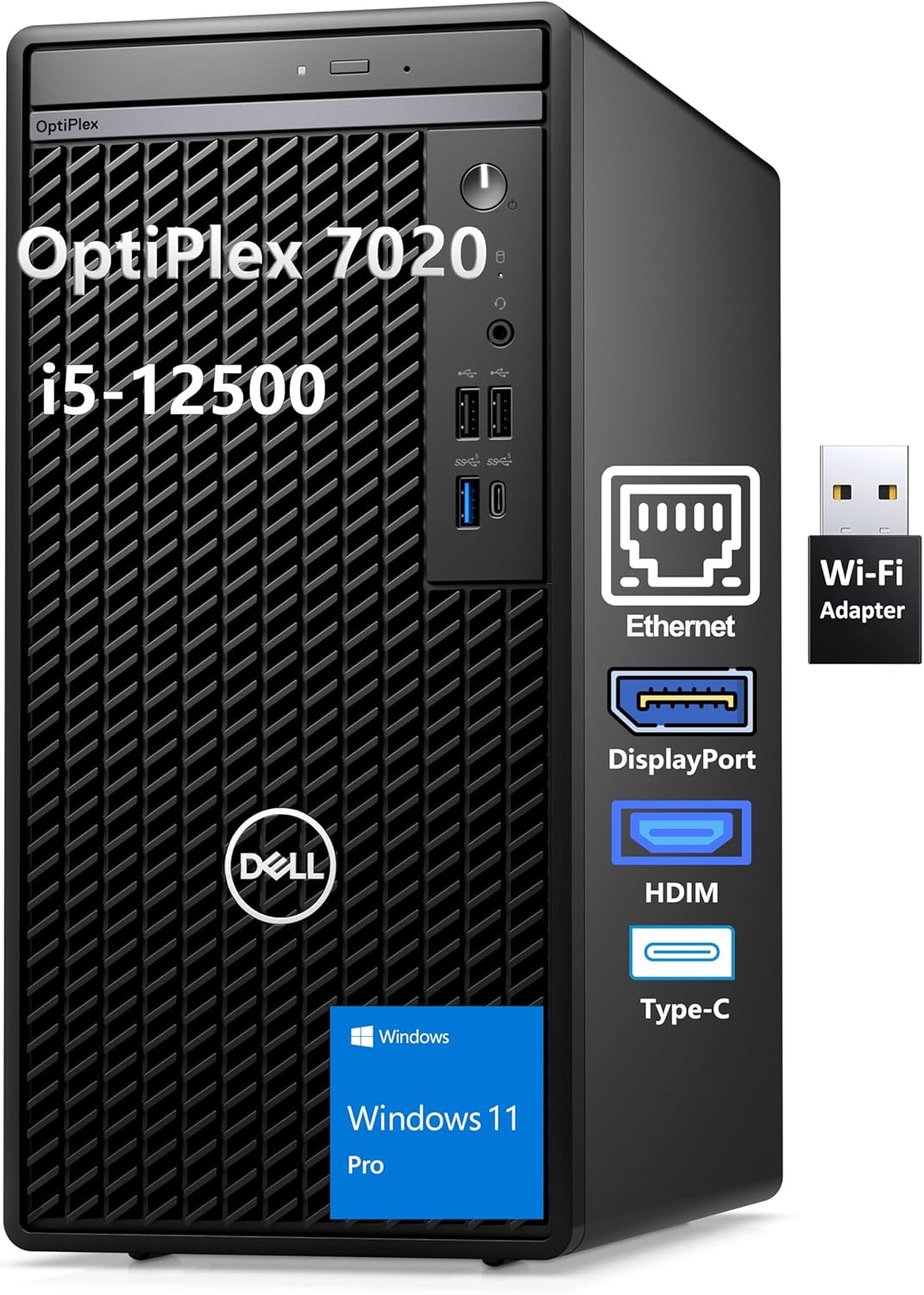 Dell OptiPlex 7020 Desktop, 7000 Tower PC Computers, Intel 6-Core i5-12500 (Beat i7-11700), 32GB DDR5 RAM, 1TB PCIe SSD, DVDRW, WiFi Adapter, RJ-45, Type-C, HDMI, DisplayPort, Windows 11 Pro Dell OptiPlex 7020 Desktop, 7000 Tower PC Computers, Intel 6-Core i5-12500 (Beat i7-11700), 32GB DDR5 RAM, 1TB PCIe SSD, DVDRW, WiFi Adapter, RJ-45, Type-C, HDMI, DisplayPort, Windows 11 Pro