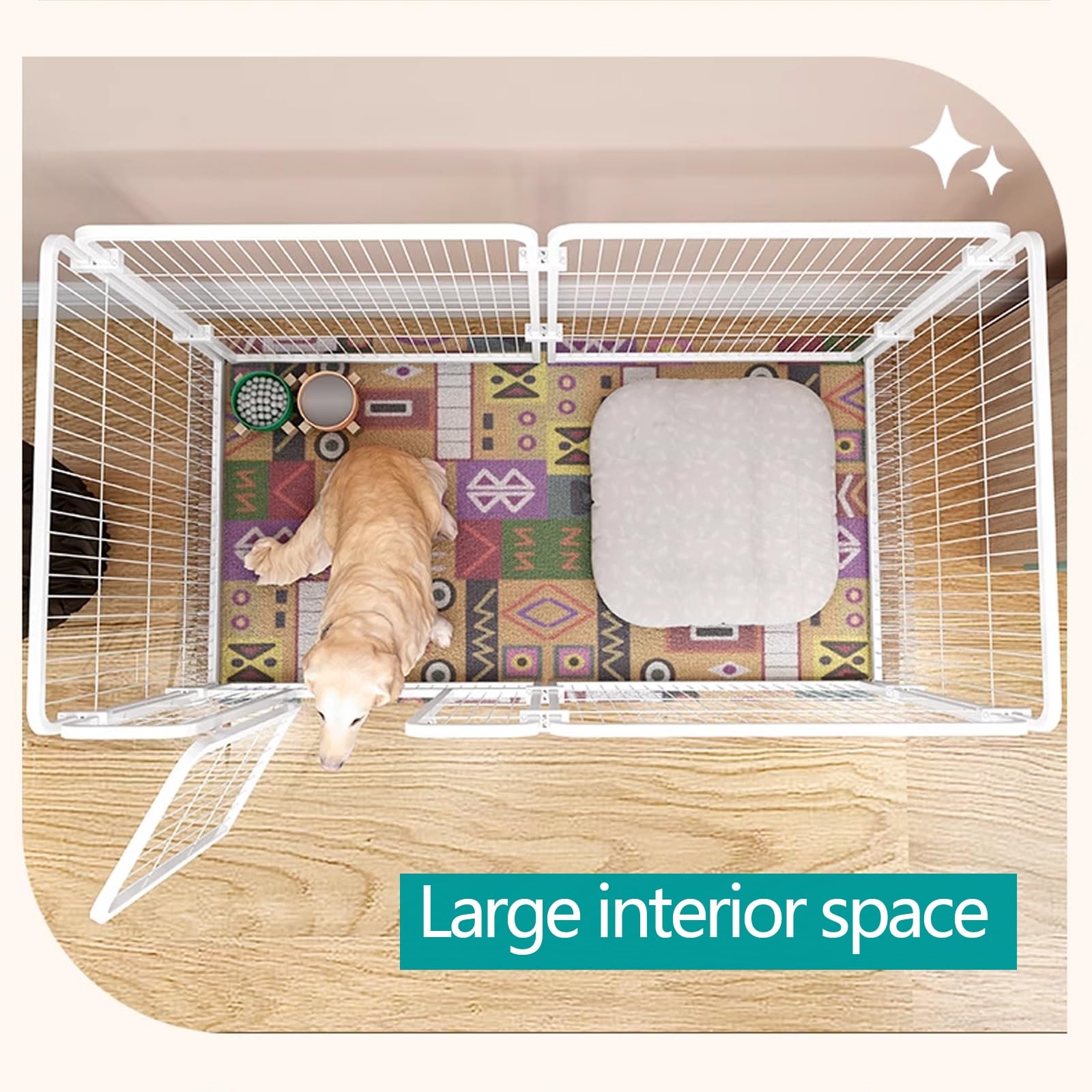Recinto Portatile per Cani Campeggio Recinzione Giardino Esterno Metallo Moderno Facile da Montare Recinto per Gatti da Interno Facile da Pulire(White,200x100x120cm)