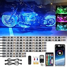 8PCS Segmented Motorcycle RGB LED Light Kits with Brake Turn Signal, Underglow Lights with APP/Dual Remote, Multicolor 12v Waterproof Underbody Neon Strips Lights for Harley Honda Kawasaki