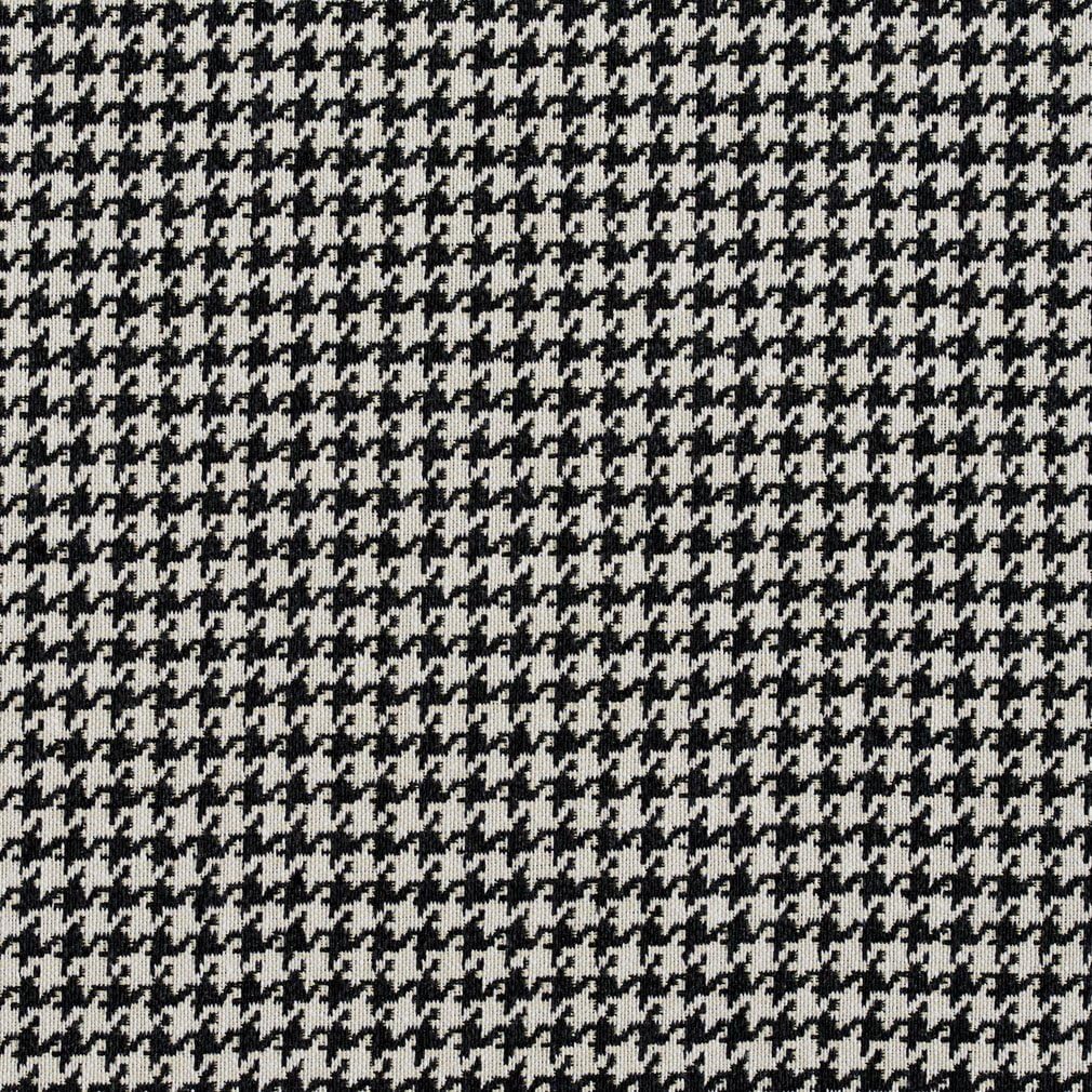 Black and Off-White Classic Houndstooth Jacquard Upholstery Fabric by The Yard - SKU: Mirage Onyx