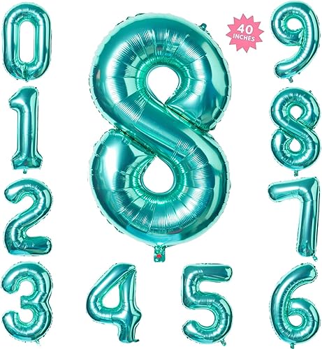 Miniatura 7 de Globos de 40 pulgadas con números digitales gigantes 2 enormes globos gigantes de aluminio de Mylar para baby shower fiesta océano sirena