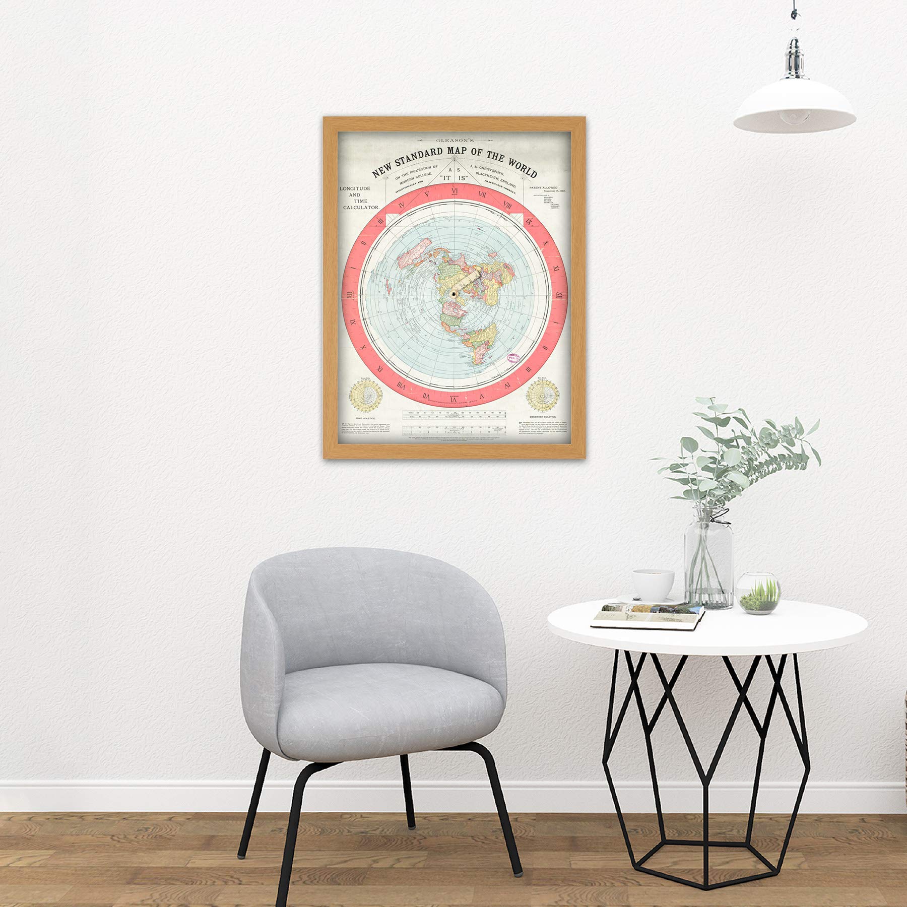 TANYANG HD Moderne Spray Foto Canvas Poster Platte Aarde Kaart Gleason's Nieuwe Wereldkaart Muurschildering Schilderij Voor Esthetisch Woonkamerdecor A1 60x90 Cm Geen Lijst