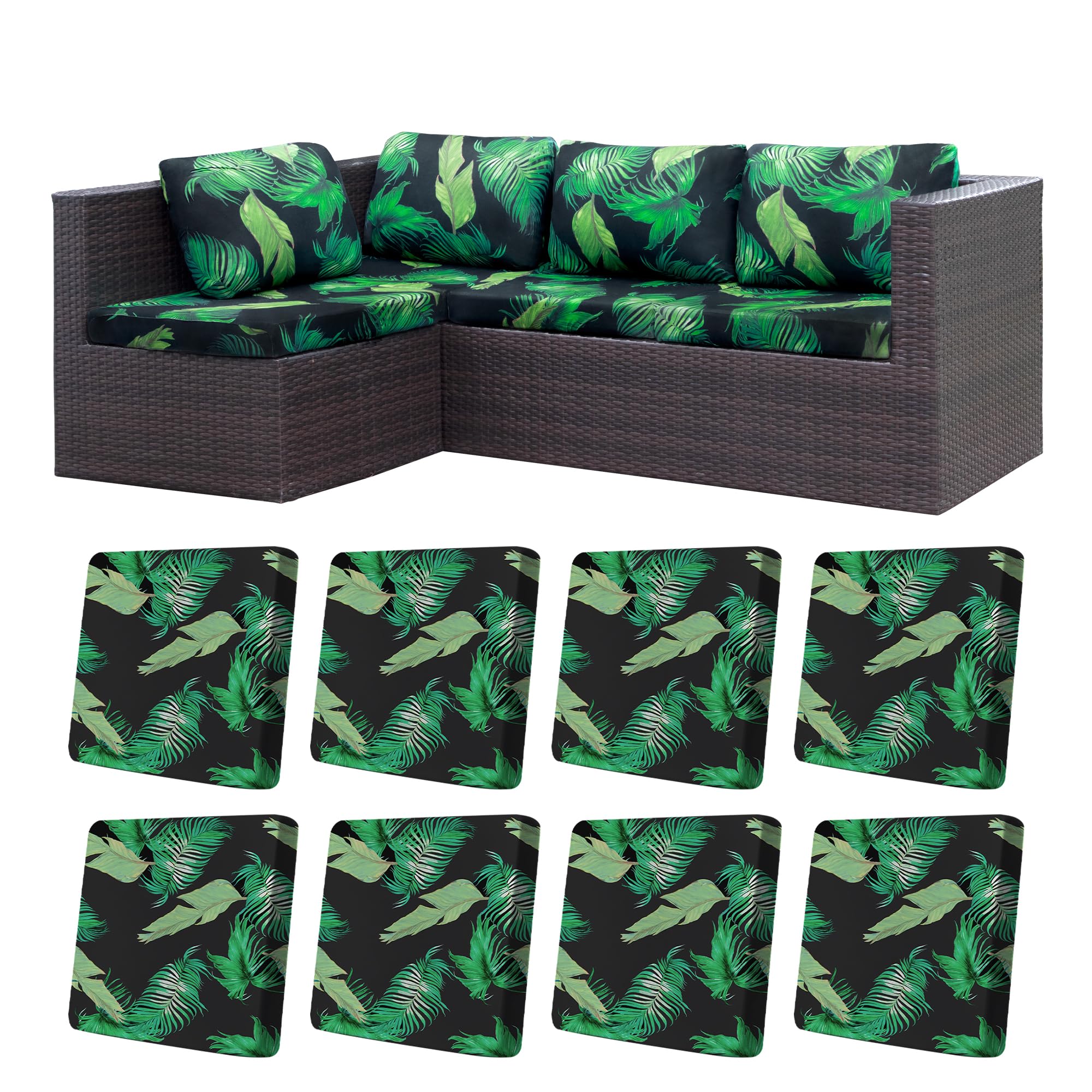 8 Pcs Outdoor Cushion Covers, Patio Sofa Cushion Covers Replacement