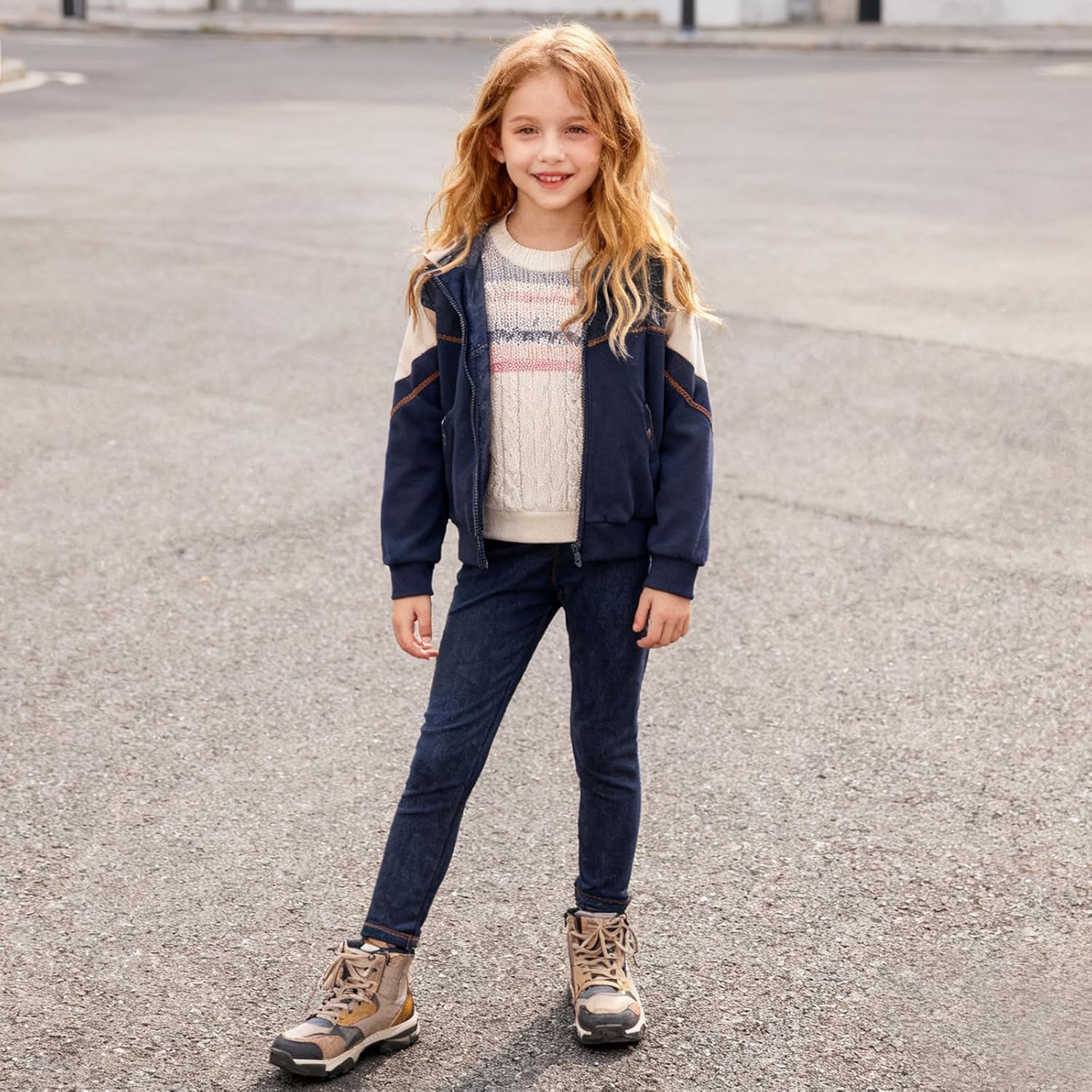 4 Pack Girls Jeggings Girls Imitation Denim Print Leggings Girl's Stretchy Pants Kids High Waist Slim Pants - Image 3