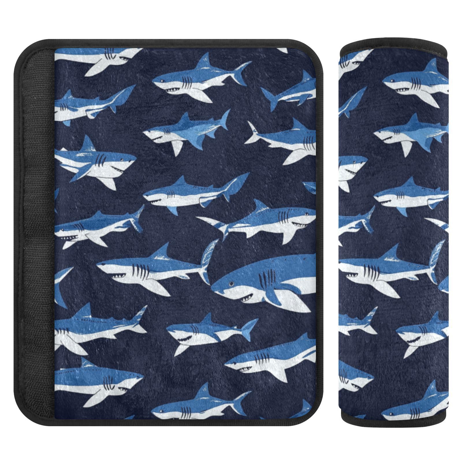 Seat Belt Covers 2 Pack Shark Navy Car Seat Strap Covers Super Soft Blue Car Seat Neck Cover for Boys Girls Adults Babies S