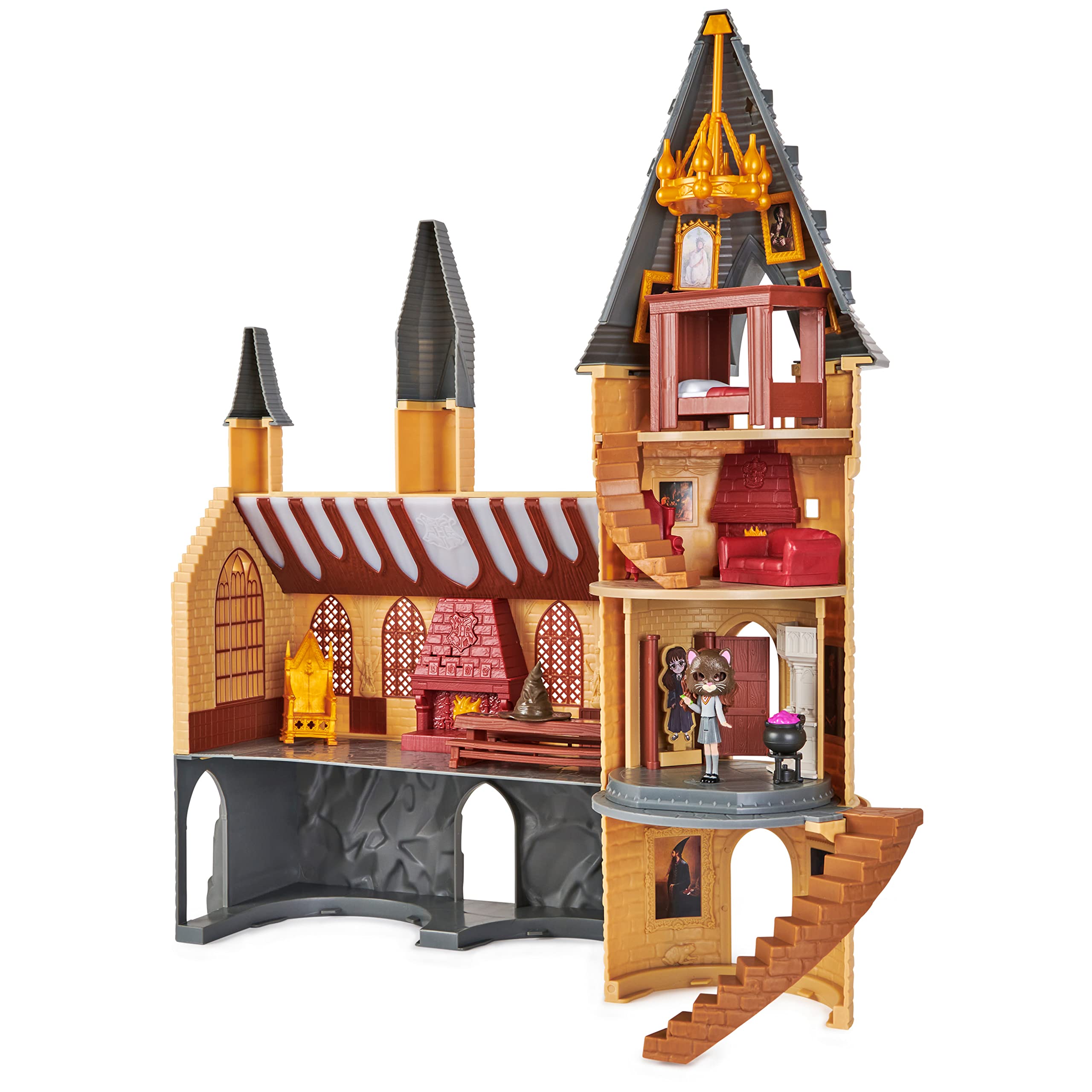 Wizarding World, Castello di Hogwarts di Harry Potter, con 12 accessori, luci, suoni e bambola Hermione esclusiva - dai 5 anni