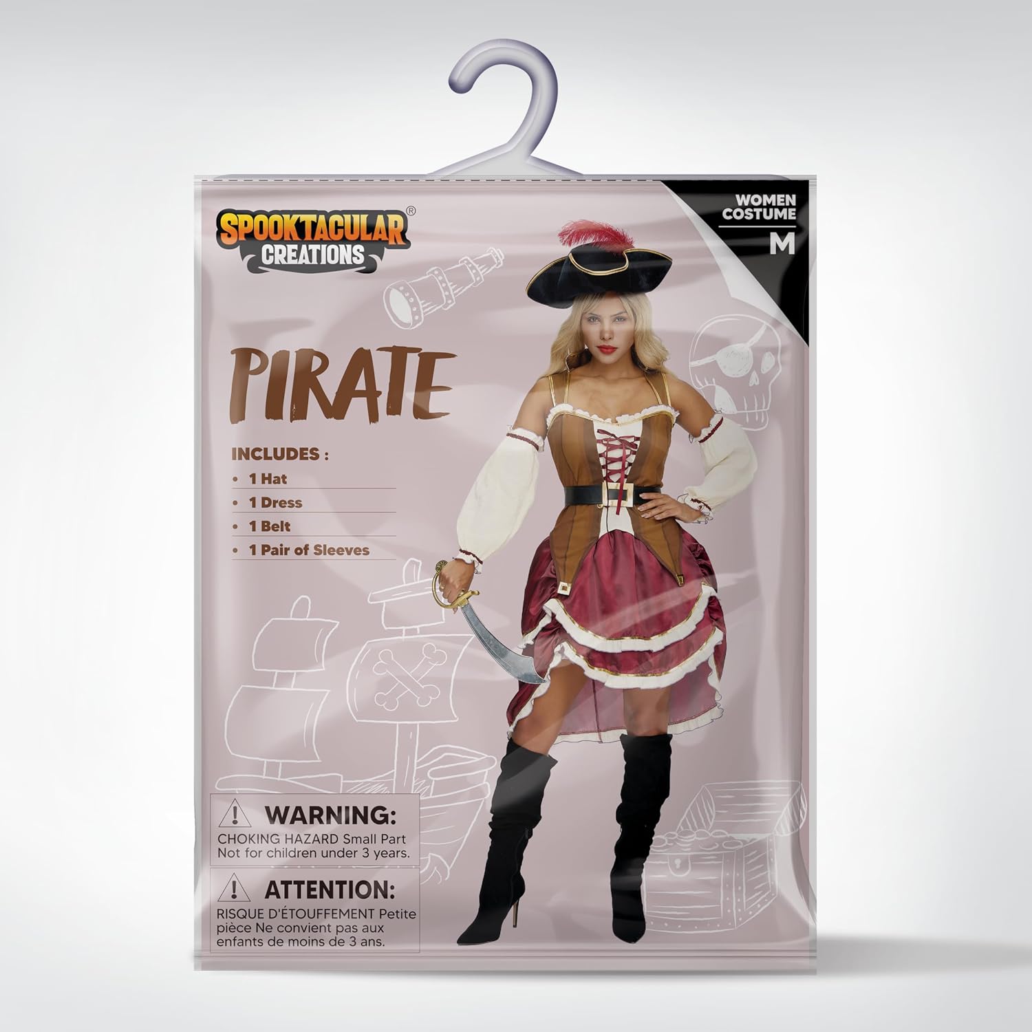 Spooktacular Creations Pirate Costume Women Halloween Adult Pirate Dress with Hat for Halloween Costume Party