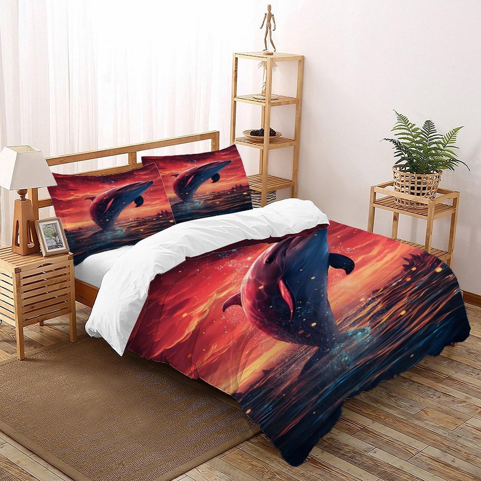 Parure de lit dauphin 200x200cm pour chambre enfant et adulte