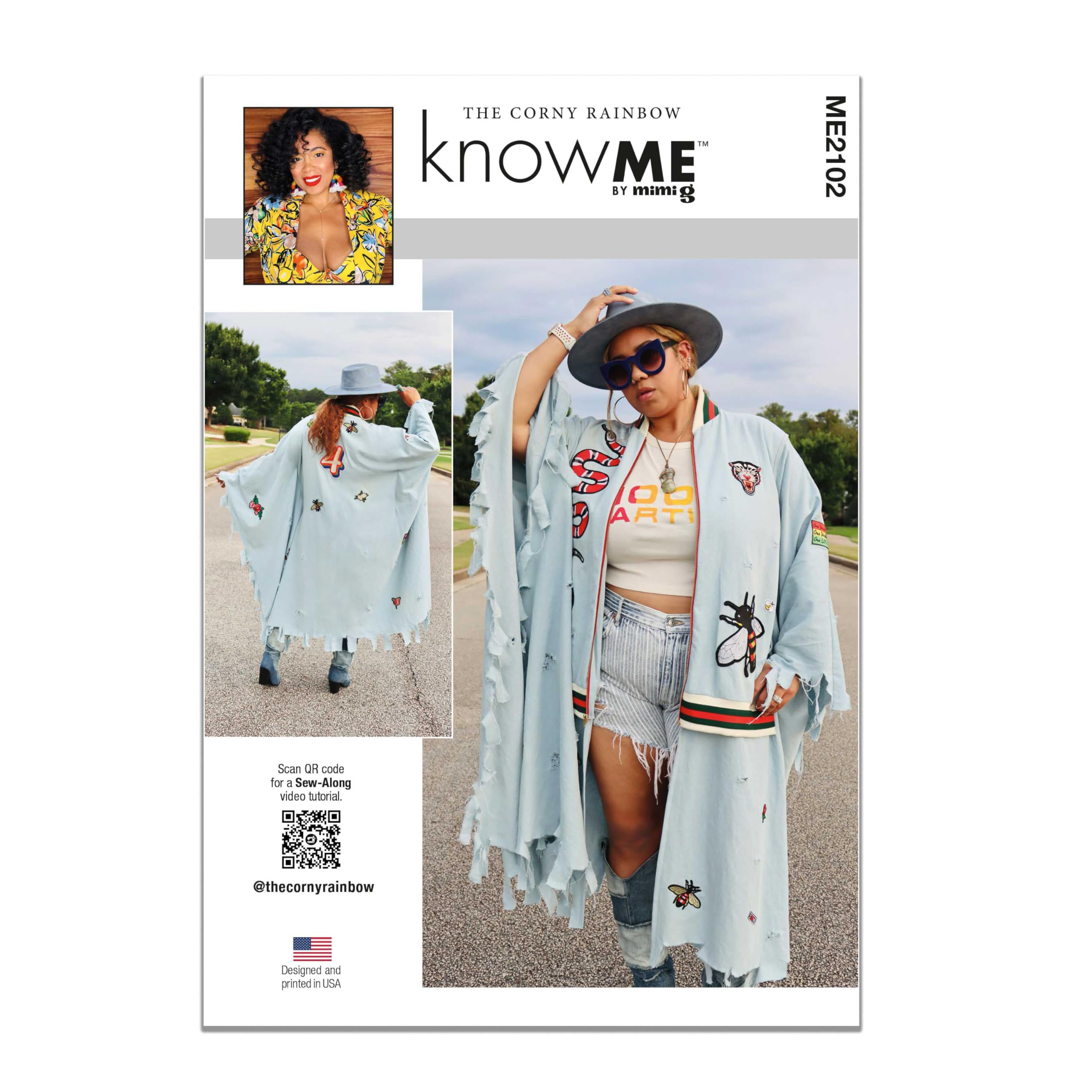 KNOW ME Sewing Pattern ME2102A Misses' Bomber Cape by The Corny Rainbow A (XS-S-M-L-XL-XXL), Multicoloured