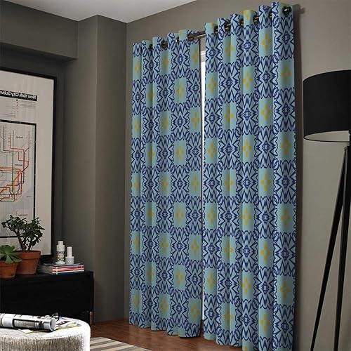 Miniatura 2 de Blackout Curtains Thermal Insulated Antique Decor Solid Pattern Metal Grommet Elegant Room Drapes Window Curtain for Bedroom Living Room 52x84 Inch