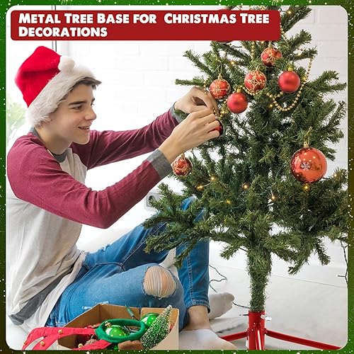 Miniatura 6 de Roowest Soporte plegable para árbol de Navidad artificial, base de árbol de Navidad de repuesto para árbol de Navidad artificial (rojo, 16 pulgadas)