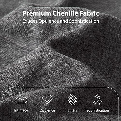 Miniatura 5 de DEINPPA Base de cama tamaño Queen con cabecera suave tipo nube, base de cama de madera con tapizado de chenilla, no necesita somier - Gris oscuro