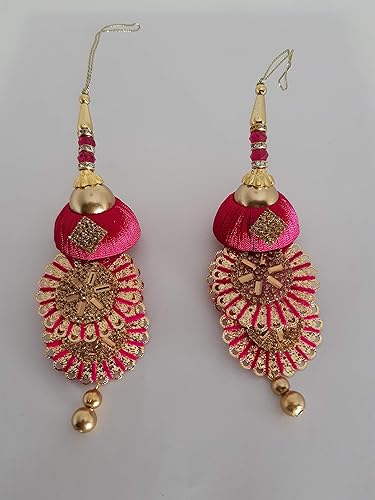 Miniatura 3 de Juego de 5 aretes Jhumka Jhumki  joyería latkan para vestido tradicional de fiesta estilo latkan para trajes iniciales blusa color sari chundi