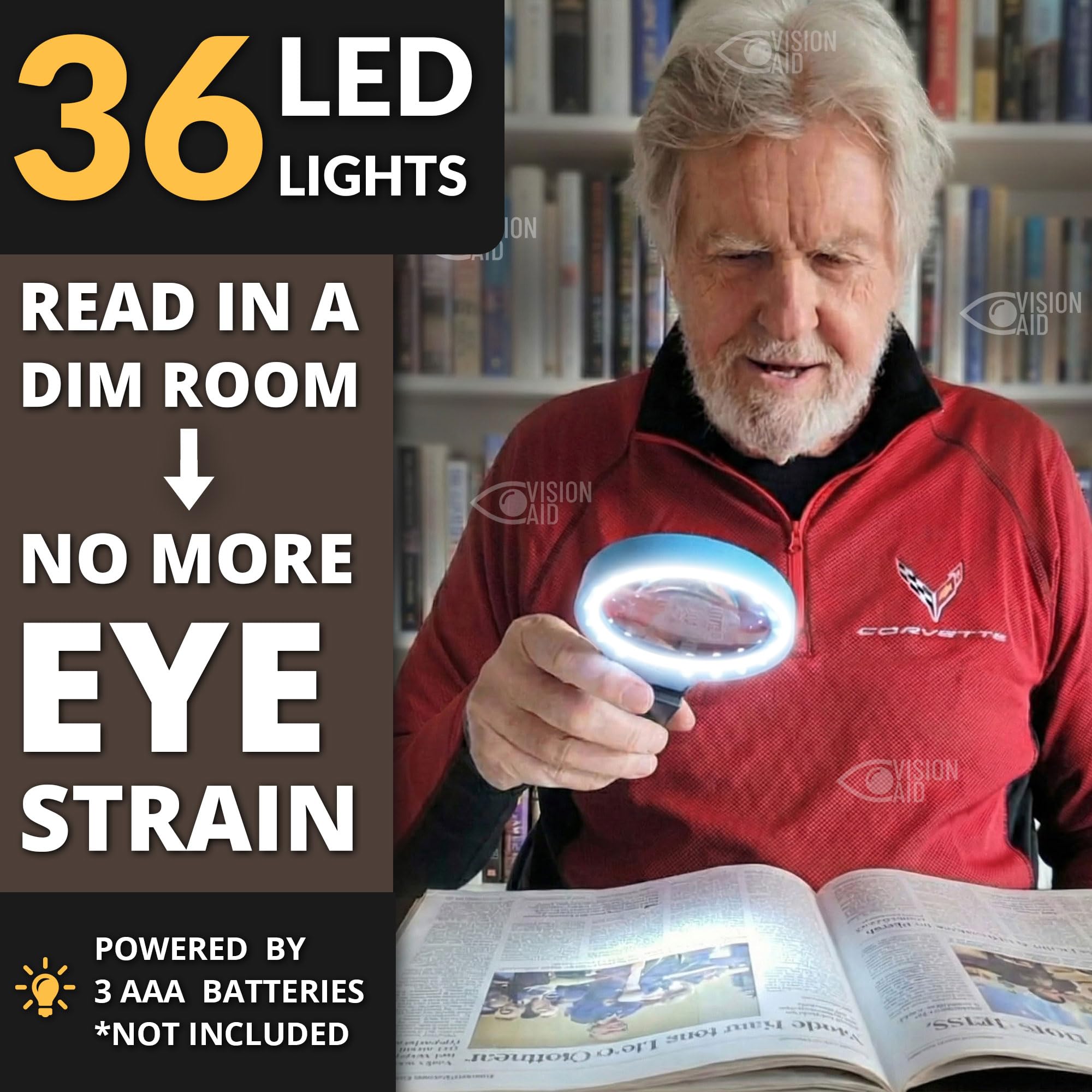 Lente d'ingrandimento 30x a mani libere con 36 LED ultra luminose e custodia 40x per lettura gioielli monete orologi