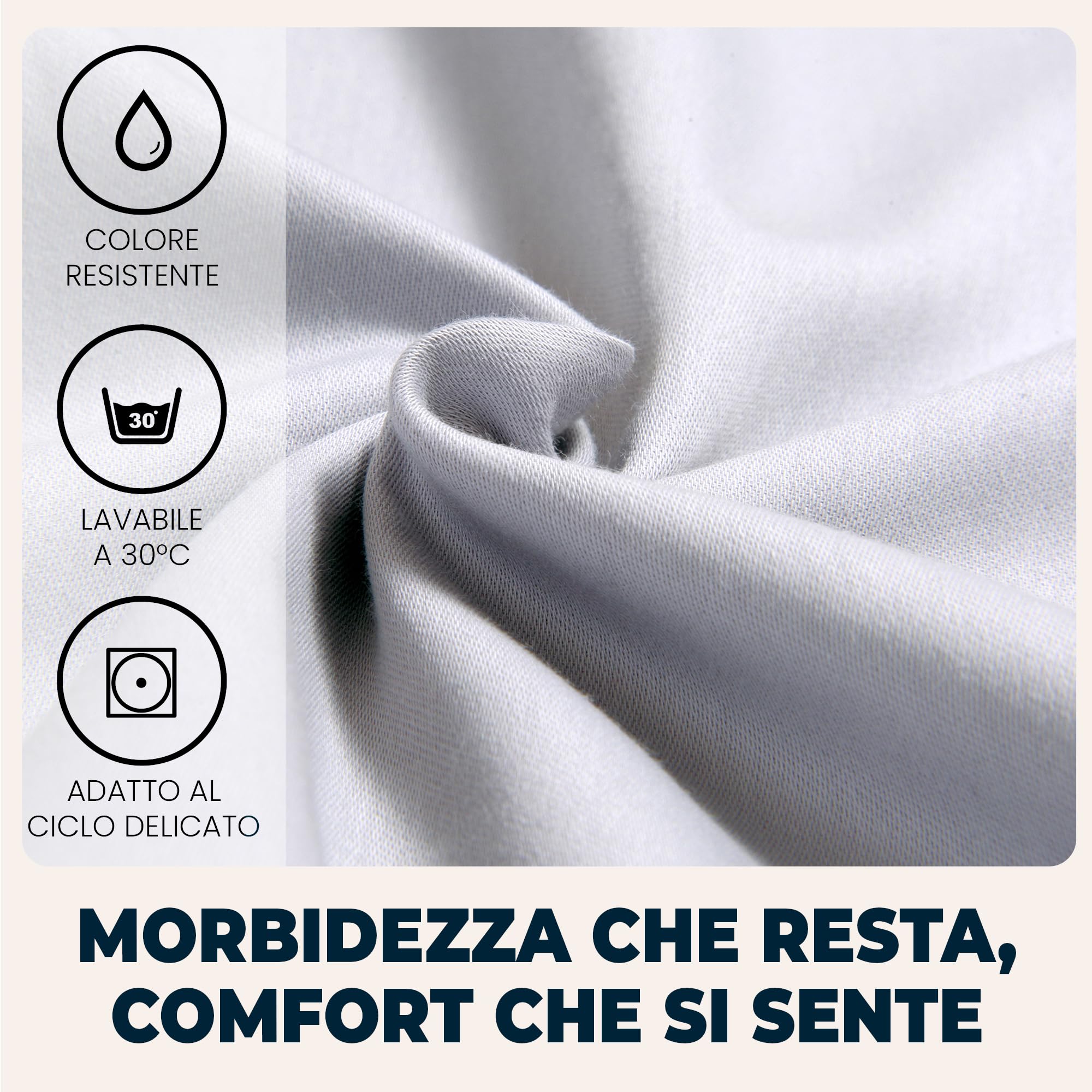 Lenzuola Matrimoniali con Angoli 160x190 cm Grigio Chiaro in Microfibra per Letto con Materasso fino a 30cm Tessuto Anti-Acaro e Ipoallergenico di Alta Qualità Morbido e Lavabile in Lavatrice