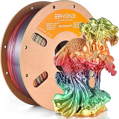 22 – ERYONE Silk Rainbow 3D Printer PLA Filament 1.75 +/- 0.03mm, Shiny Multicolor Filament PLA Fast Color Gradient 1KG(2.2LBS), Palette Rainbow