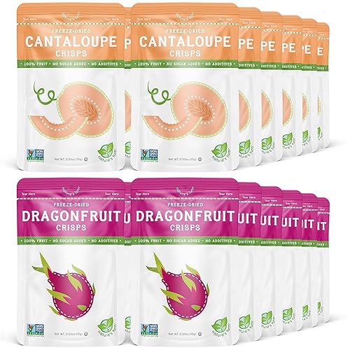 Nature's Turn Snacks de frutas liofilizadas, patatas fritas de melón y fruta del dragón, paquete de 24 (0.53 onzas cada uno)