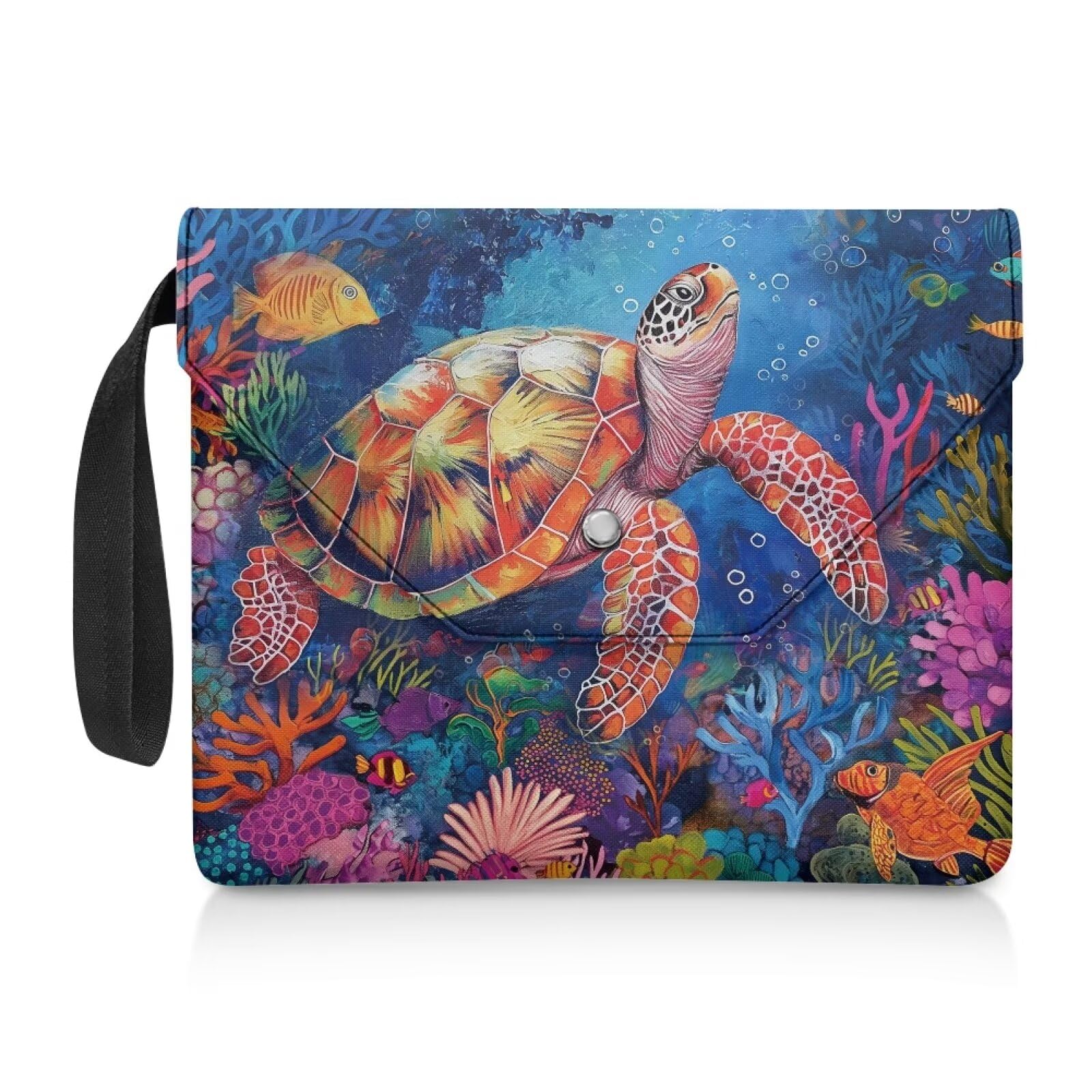 NETILGEN Book Covers for Book Lovers Book Sleeve with Extra Sleeve Pocket Paperback Book Sox Book Purse Textbook Covers Gift for Student Teacher, Sea Turtle Seabed