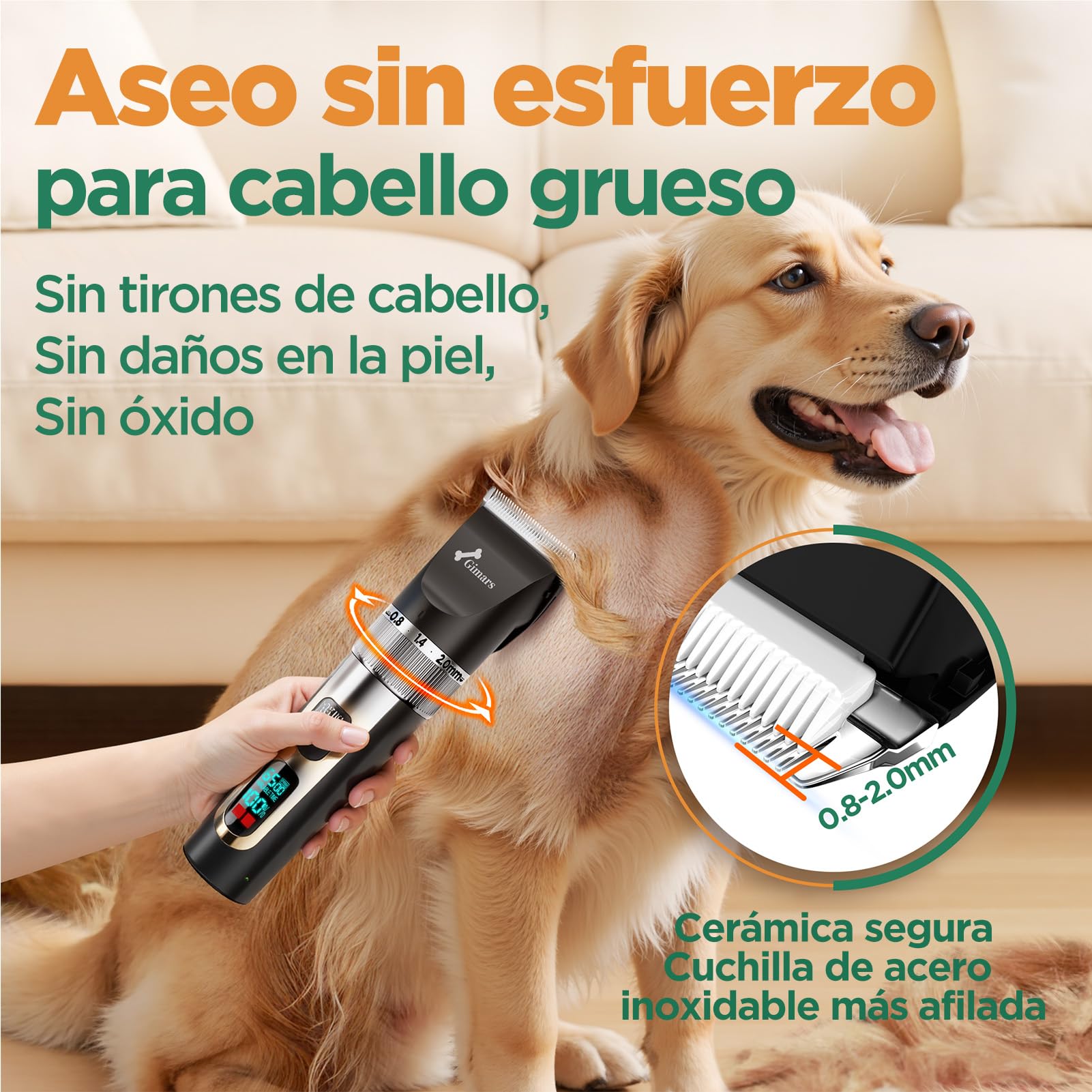 Gimars maquina cortar pelo perros mejorada con 7000 rpm para pelaje grueso, cortapelos perros silenciosa y recargable, maquina de cortar pelo para perros inalámbrica con set de tijeras