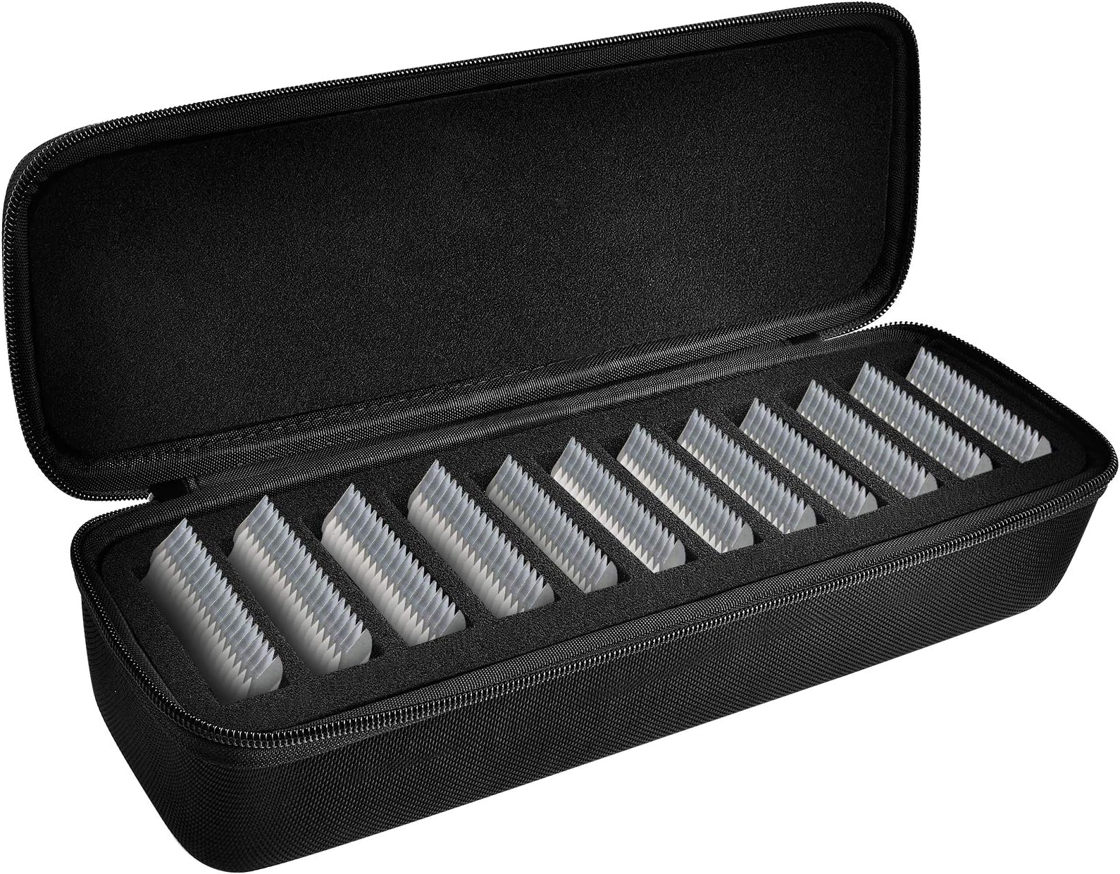 ALKOO Grooming Clipper Blade Case, 12 Slots Storage Holder Organizer, Compatible with Oster, Andis, Wahl Clippers, Different Sizes