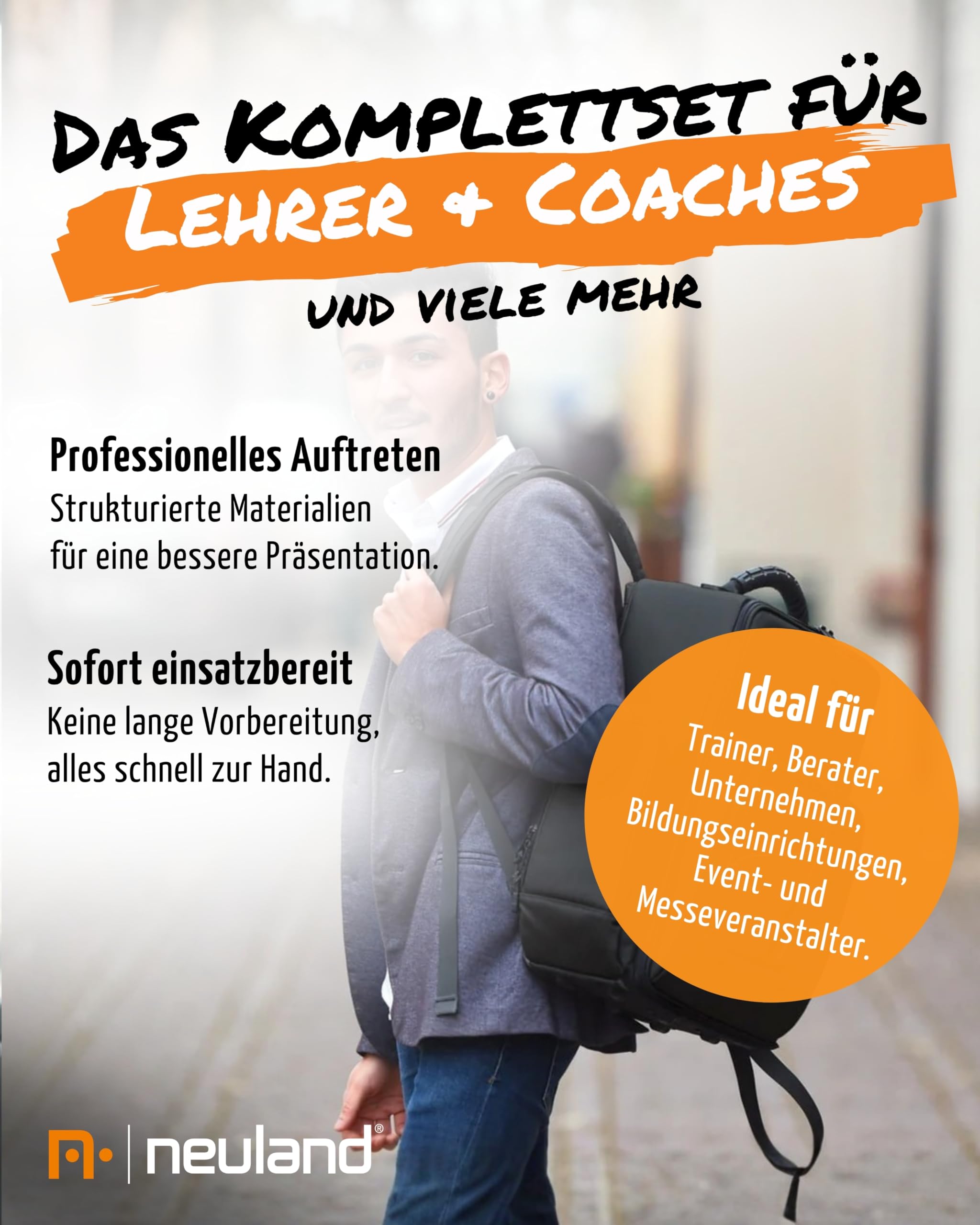 Neuland Novario® WorkPack Stick-It Moderationskoffer mit Inhalt I Präsentationskoffer mit 900 selbstklebenden Moderationskarten, 73 Flipchart Markern & Aufbewahrungsboxen I Koffer & Flipchart Zubehör