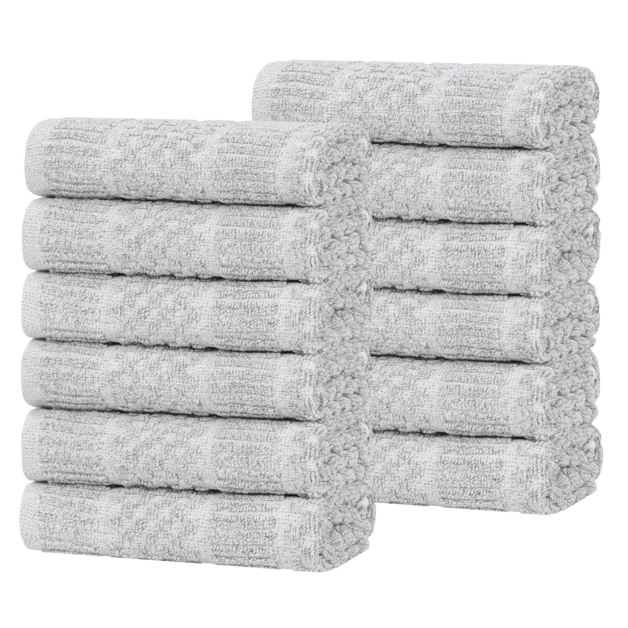 Superior Naples - Toallas pequeñas de Mezcla de algodón de Peso Medio, para Cocina, baño, Ducha, SPA, Felpa, Secado rápido, Esenciales ultrasuaves, diseño Acanalado, Toallas faciales, Juego de 12,