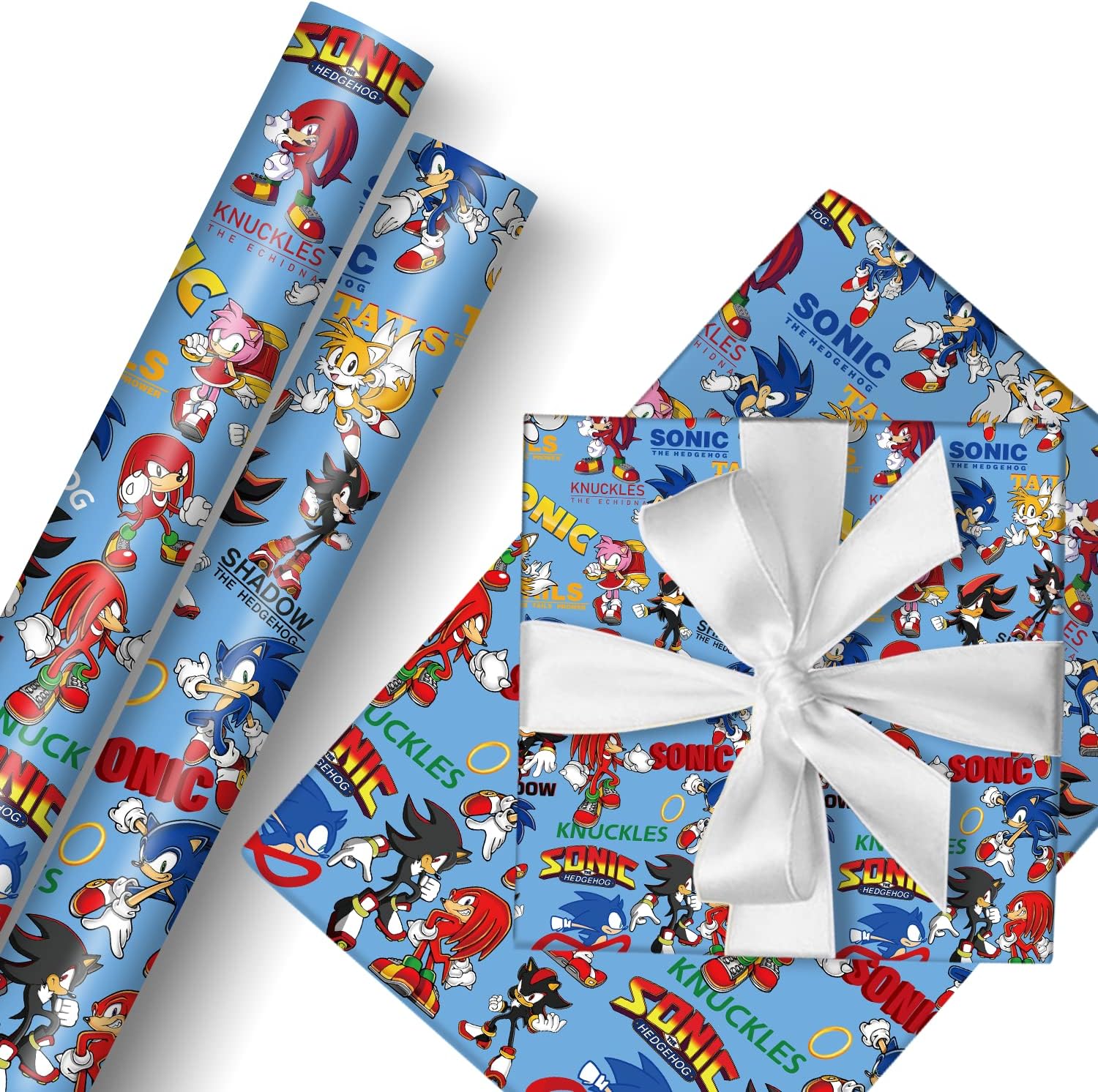 Bonamana Sonic Wrapping Paper 2 Roll 43 cm x 3 m Gift Wrapping Paper Durable Surprises Gift Wrap