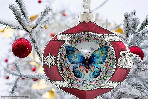 Miniatura 3 de Edición Anual Pequeña Mariposa Fondo de Navidad Vacaciones Creativo Vidrio Ornamento Árbol de Navidad Decoración del hogar